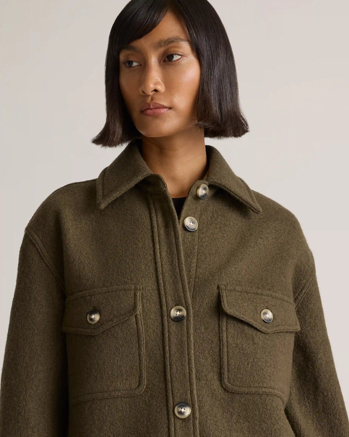 100% Merino Wool Long Shirt Jacket