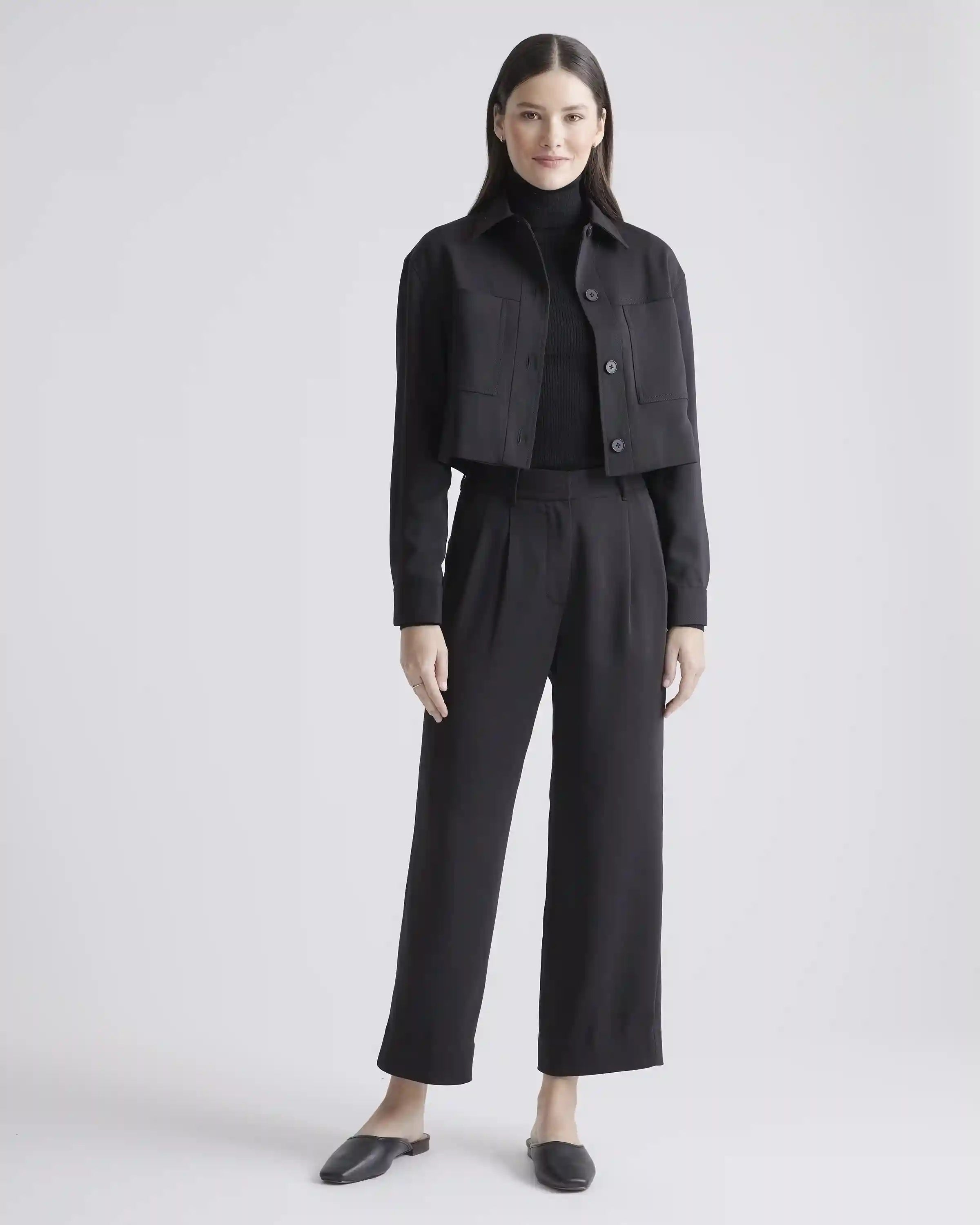 Stretch Crepe Cropped Jacket