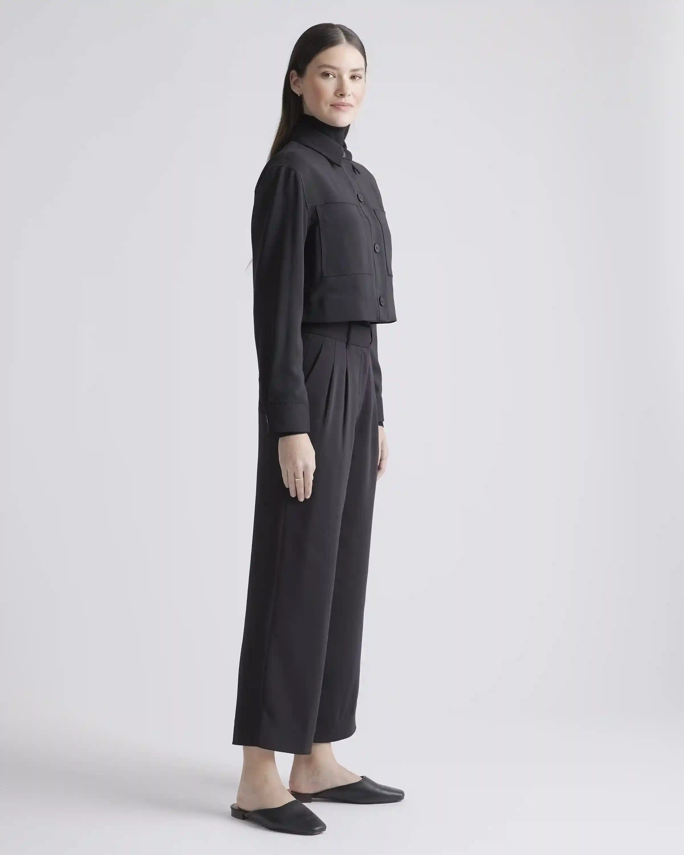 Stretch Crepe Cropped Jacket