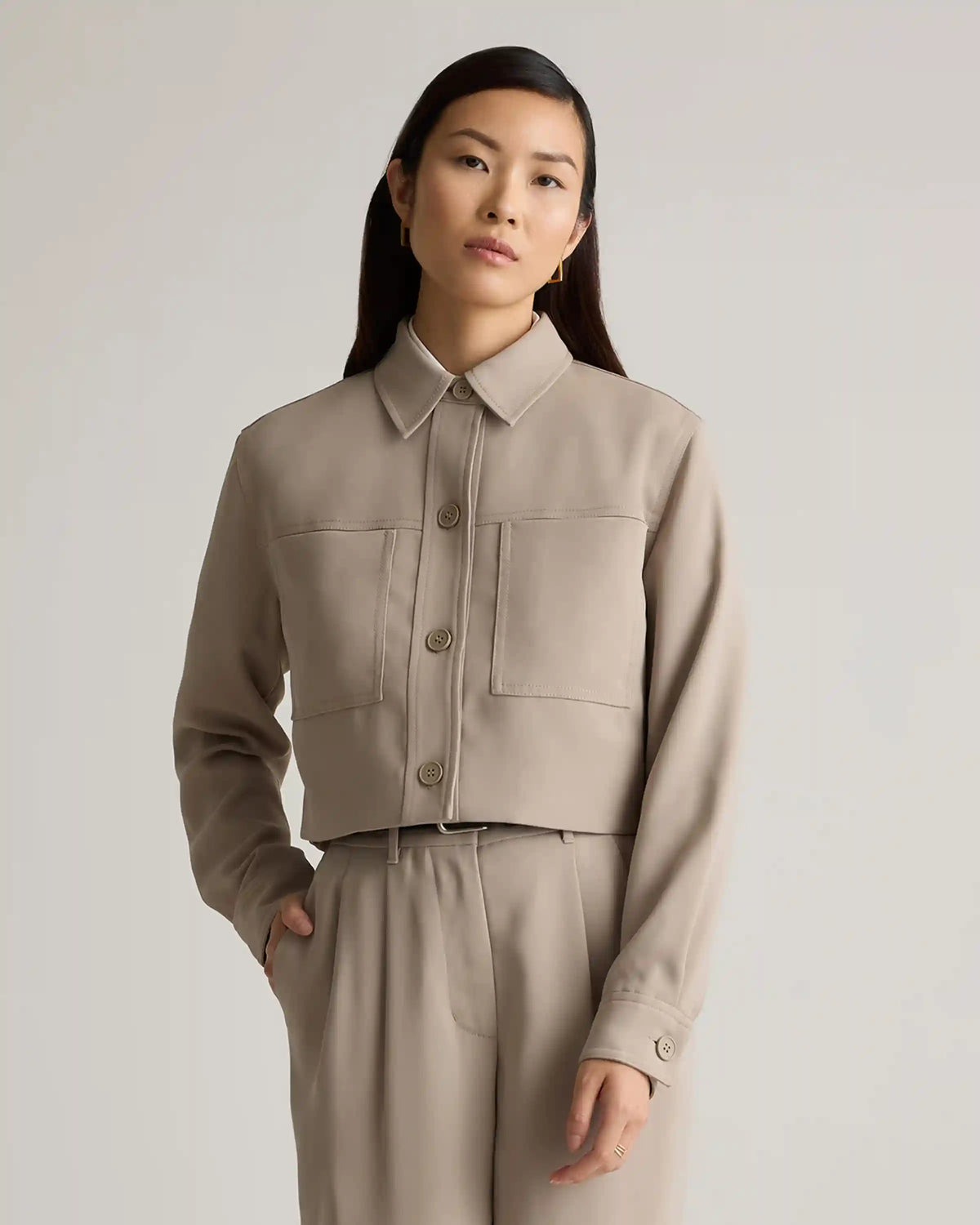Stretch Crepe Cropped Jacket