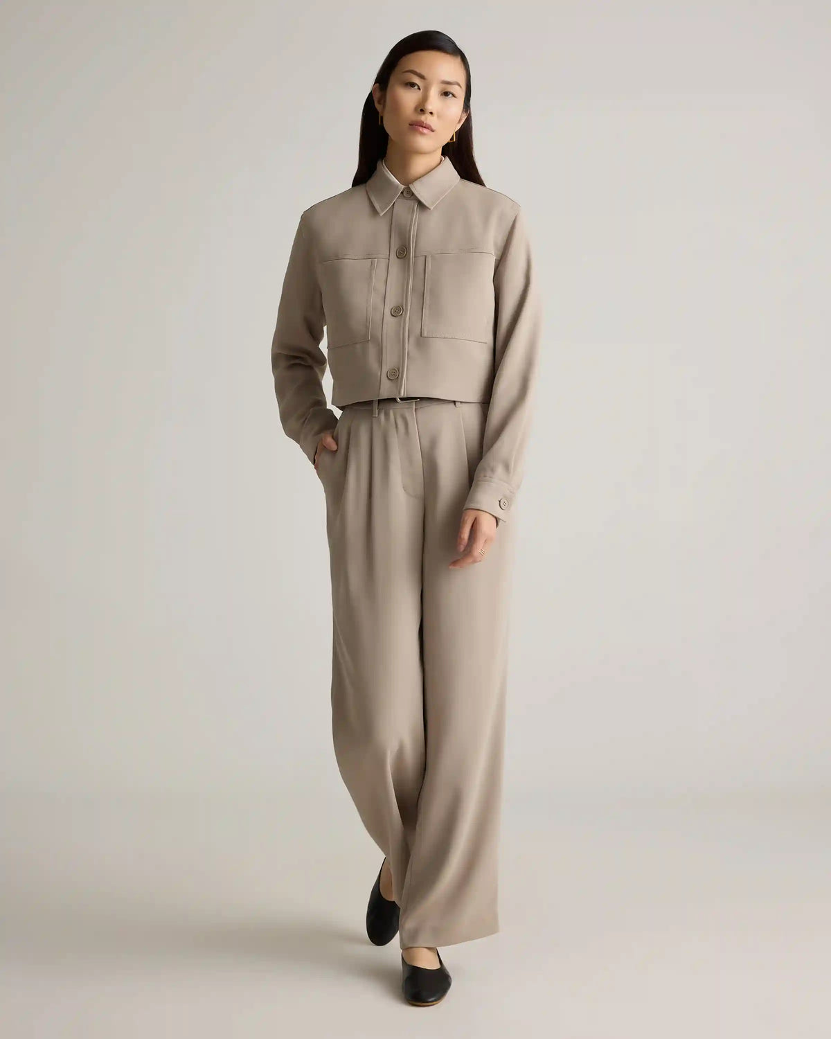 Stretch Crepe Cropped Jacket