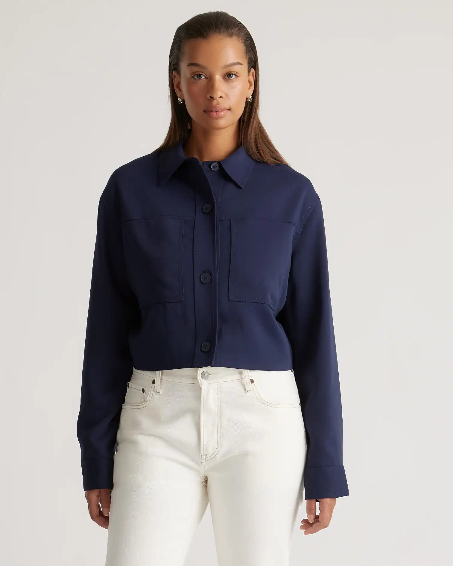 Stretch Crepe Cropped Jacket