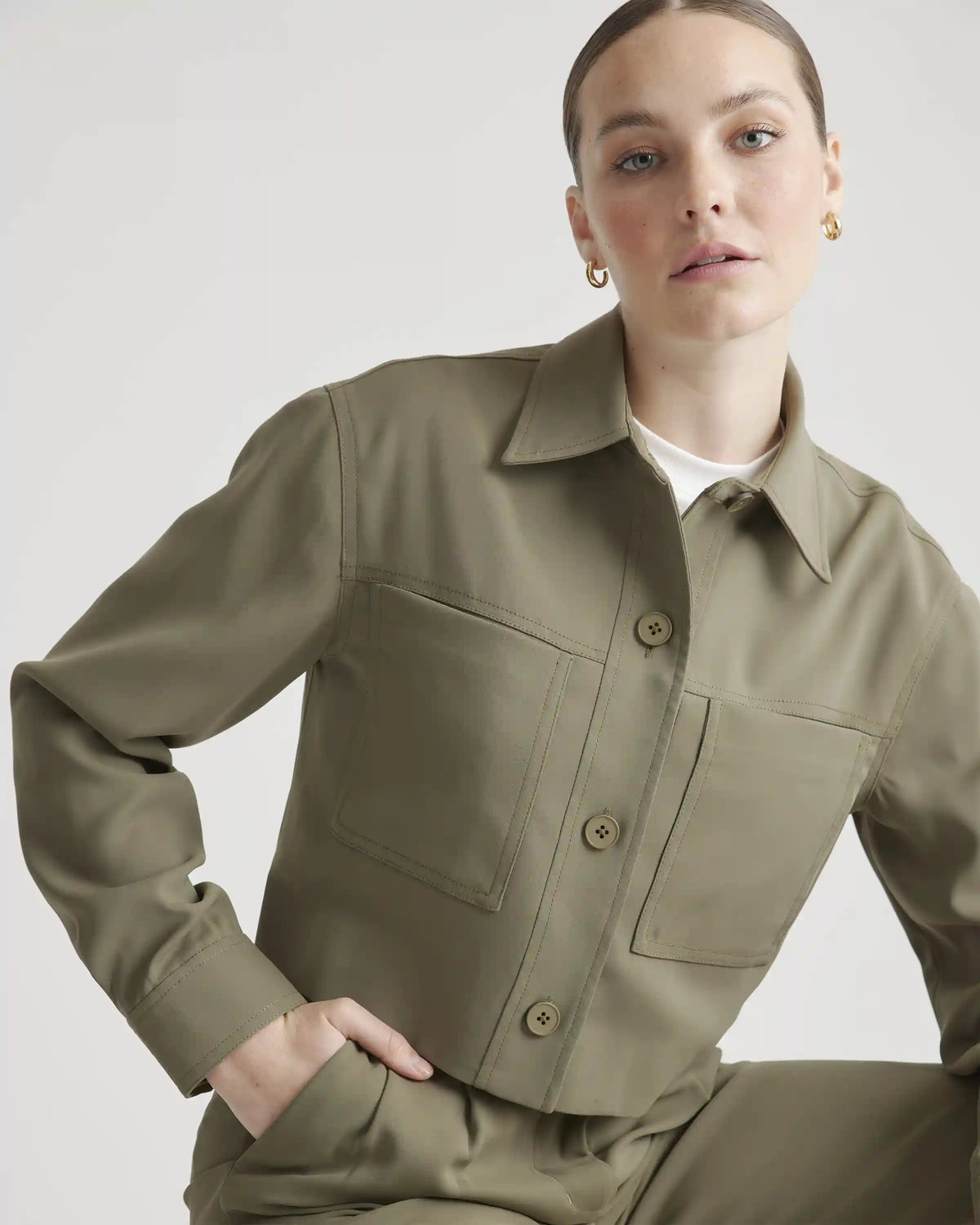 Stretch Crepe Cropped Jacket