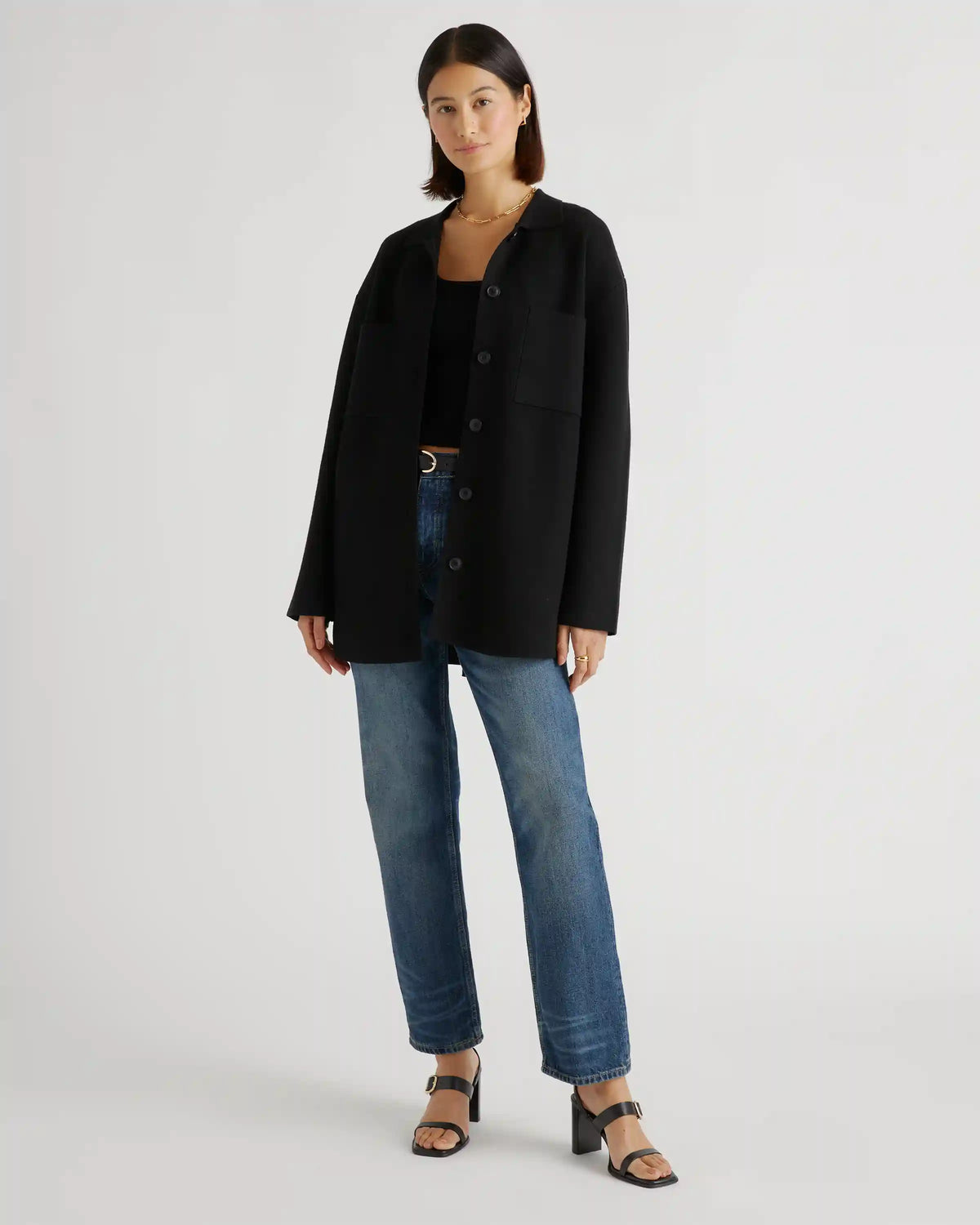 Eco-Knit Milano Stitch Oversized Shirt Jacket