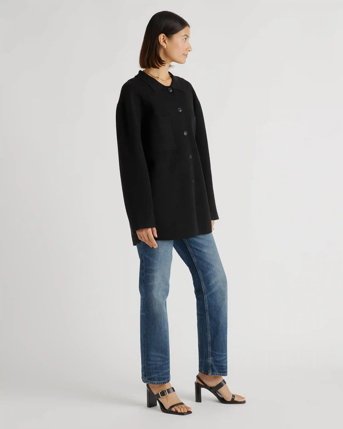 Eco-Knit Milano Stitch Oversized Shirt Jacket
