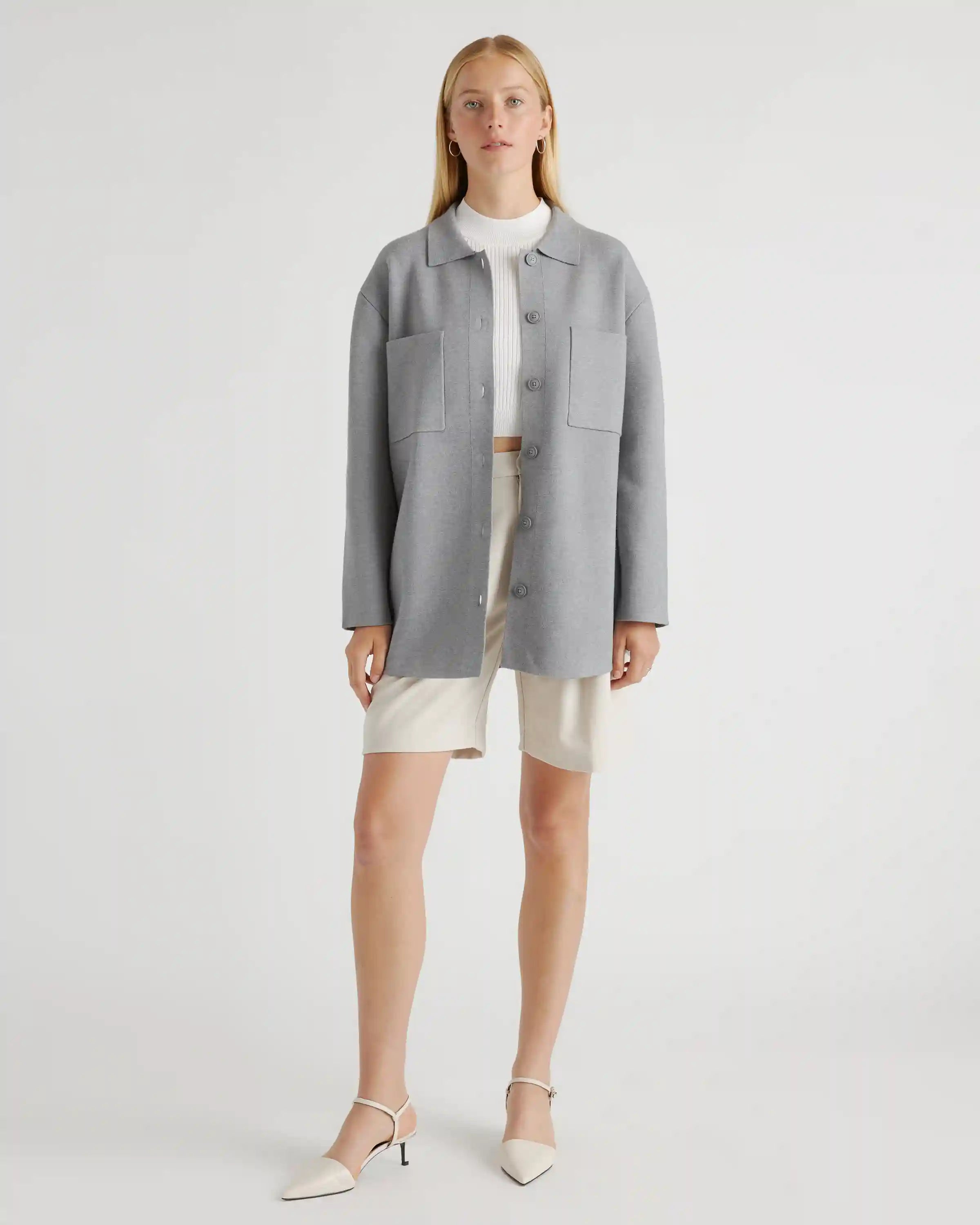Eco-Knit Milano Stitch Oversized Shirt Jacket