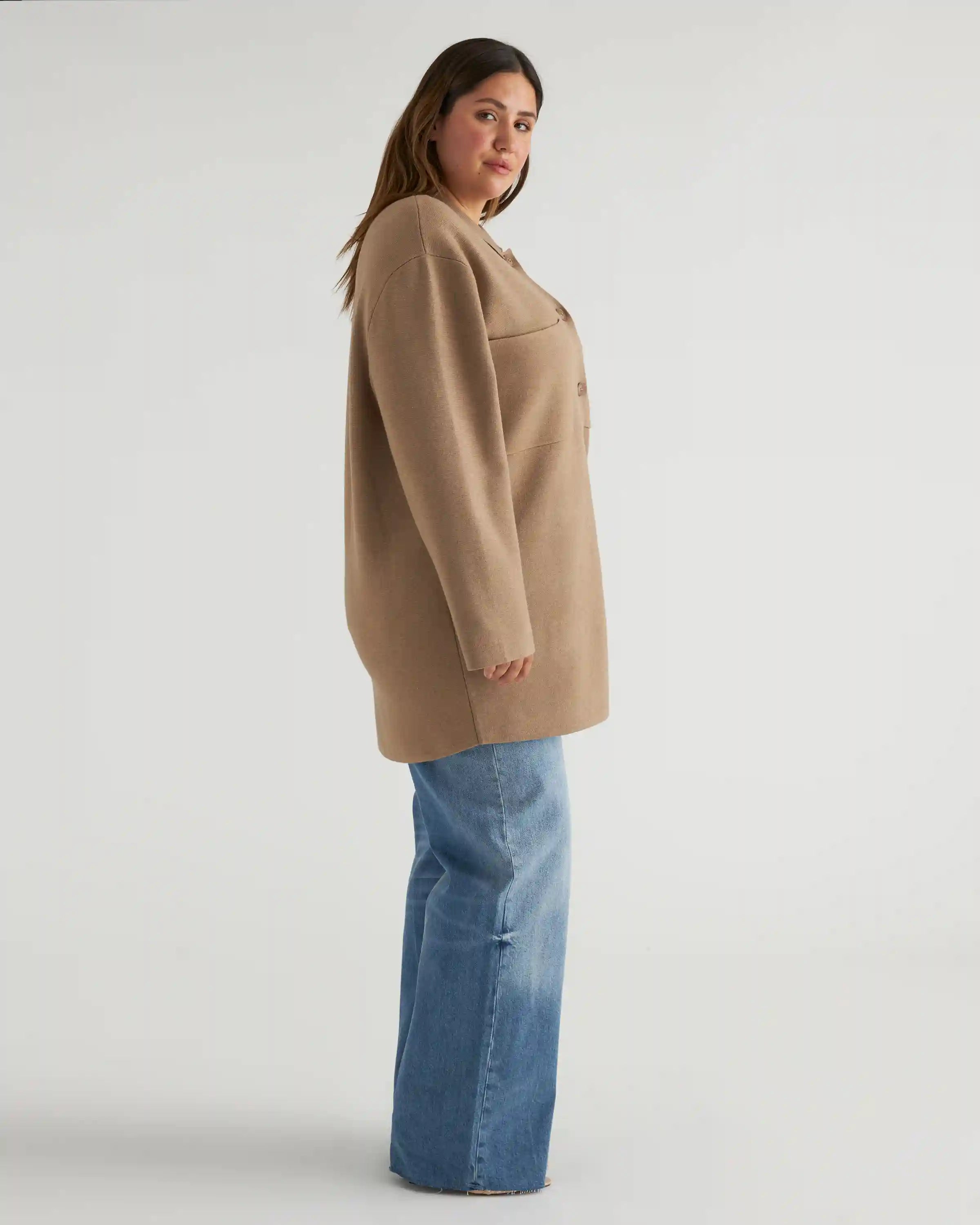 Eco-Knit Milano Stitch Oversized Shirt Jacket