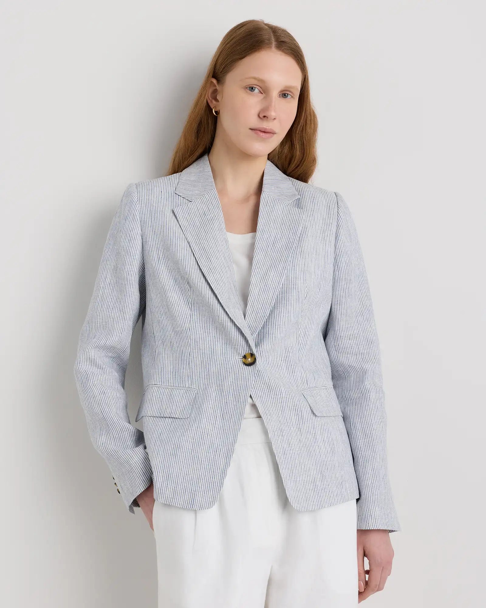 100% European Linen Structured Blazer