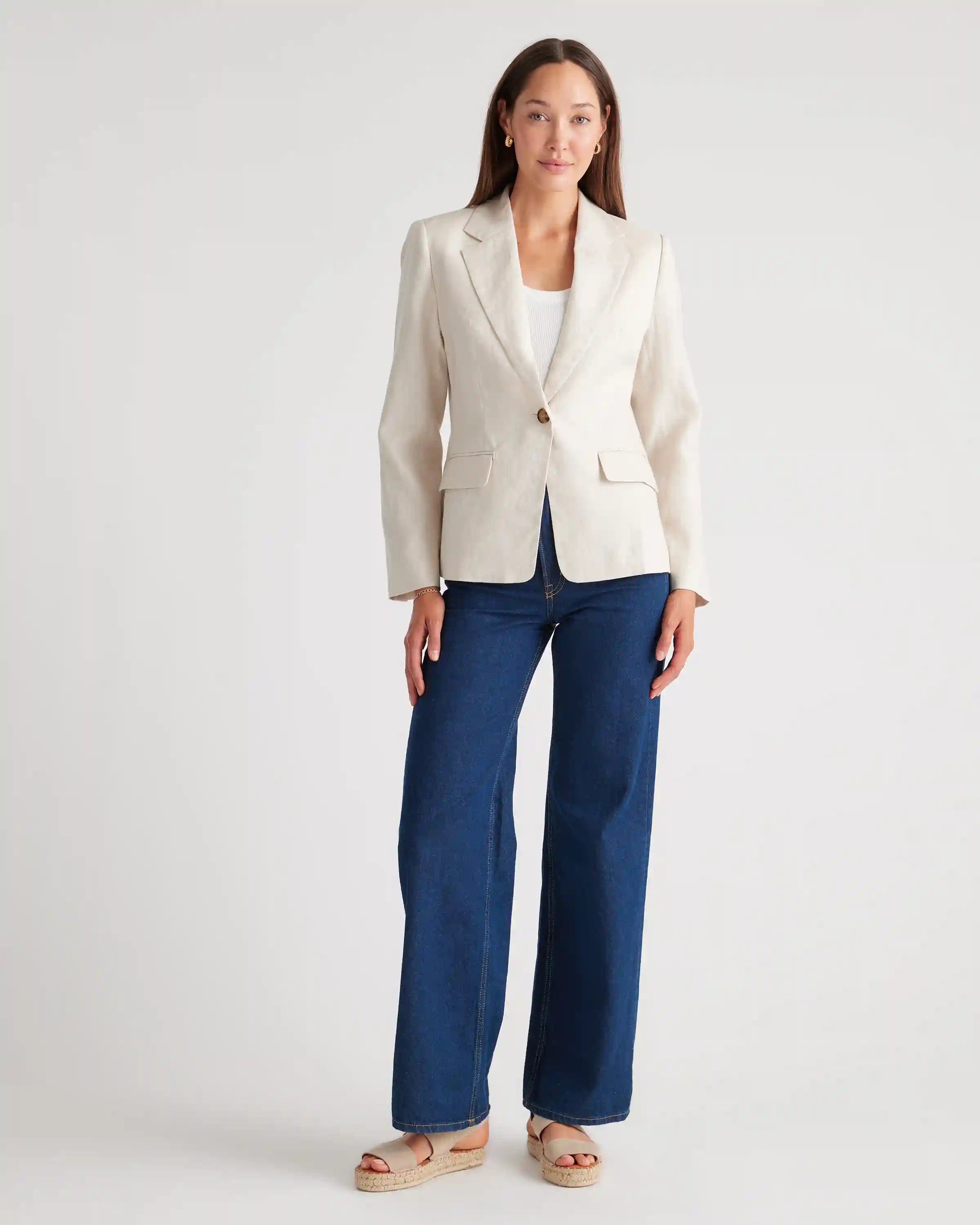 100% European Linen Structured Blazer
