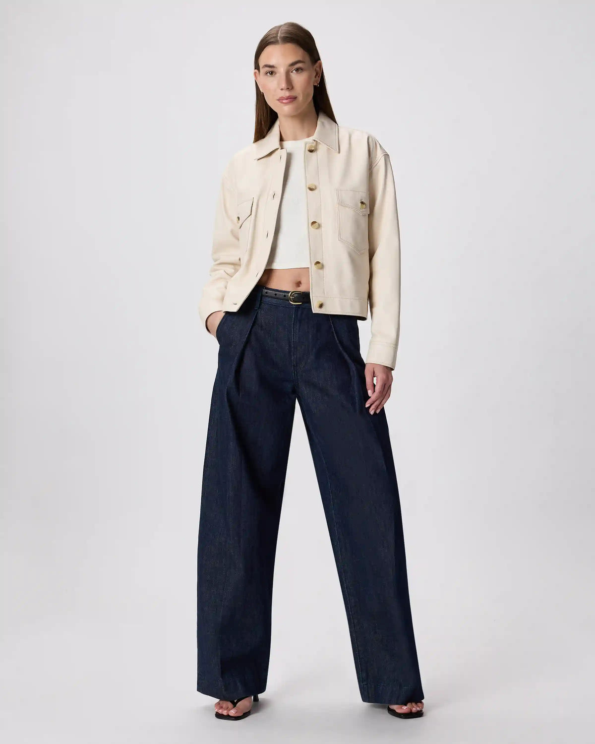 100% Leather Cropped Jacket
