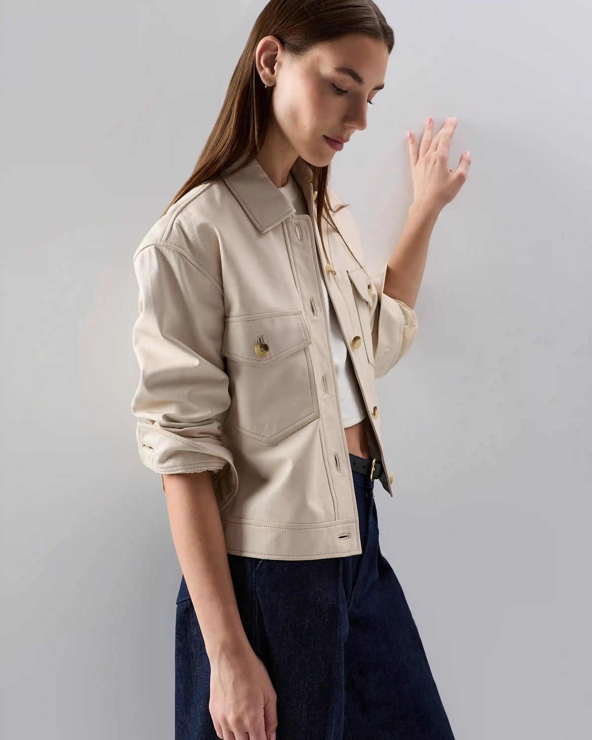 100% Leather Cropped Jacket