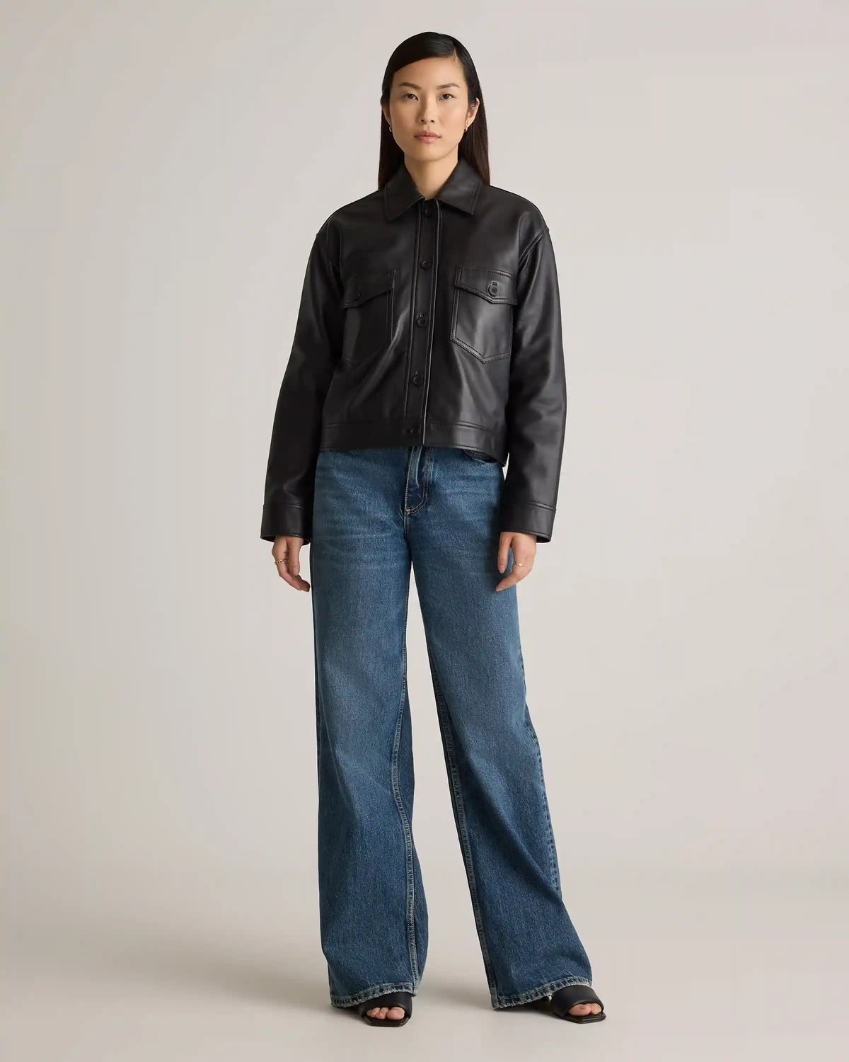 100% Leather Cropped Jacket