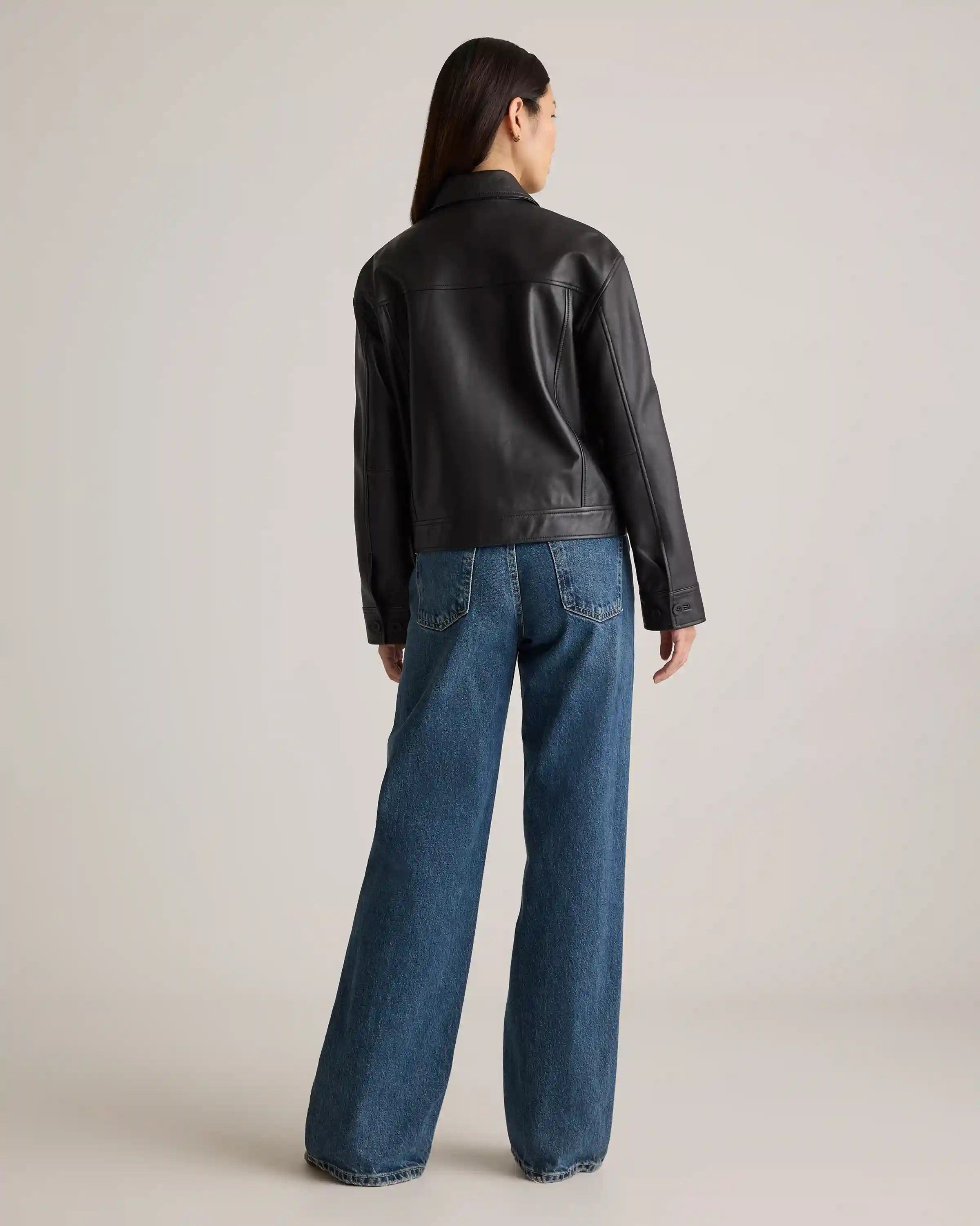 100% Leather Cropped Jacket