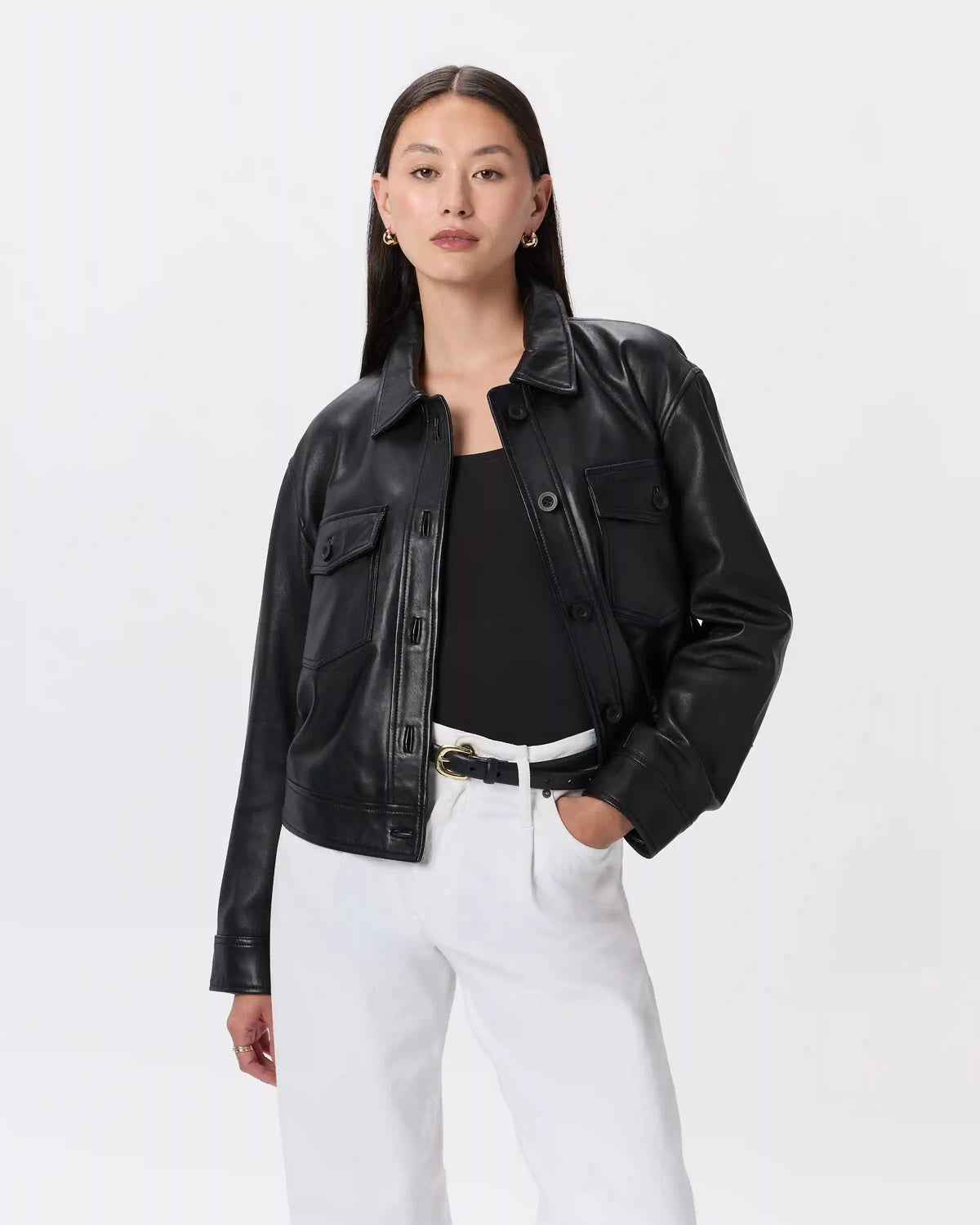 100% Leather Cropped Jacket