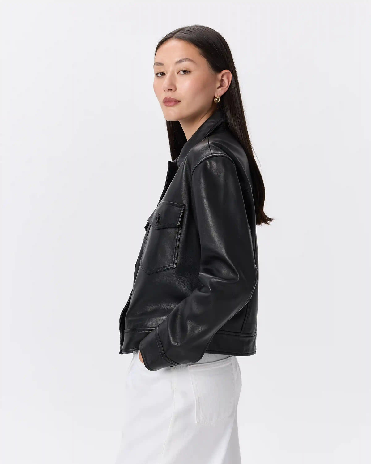 100% Leather Cropped Jacket