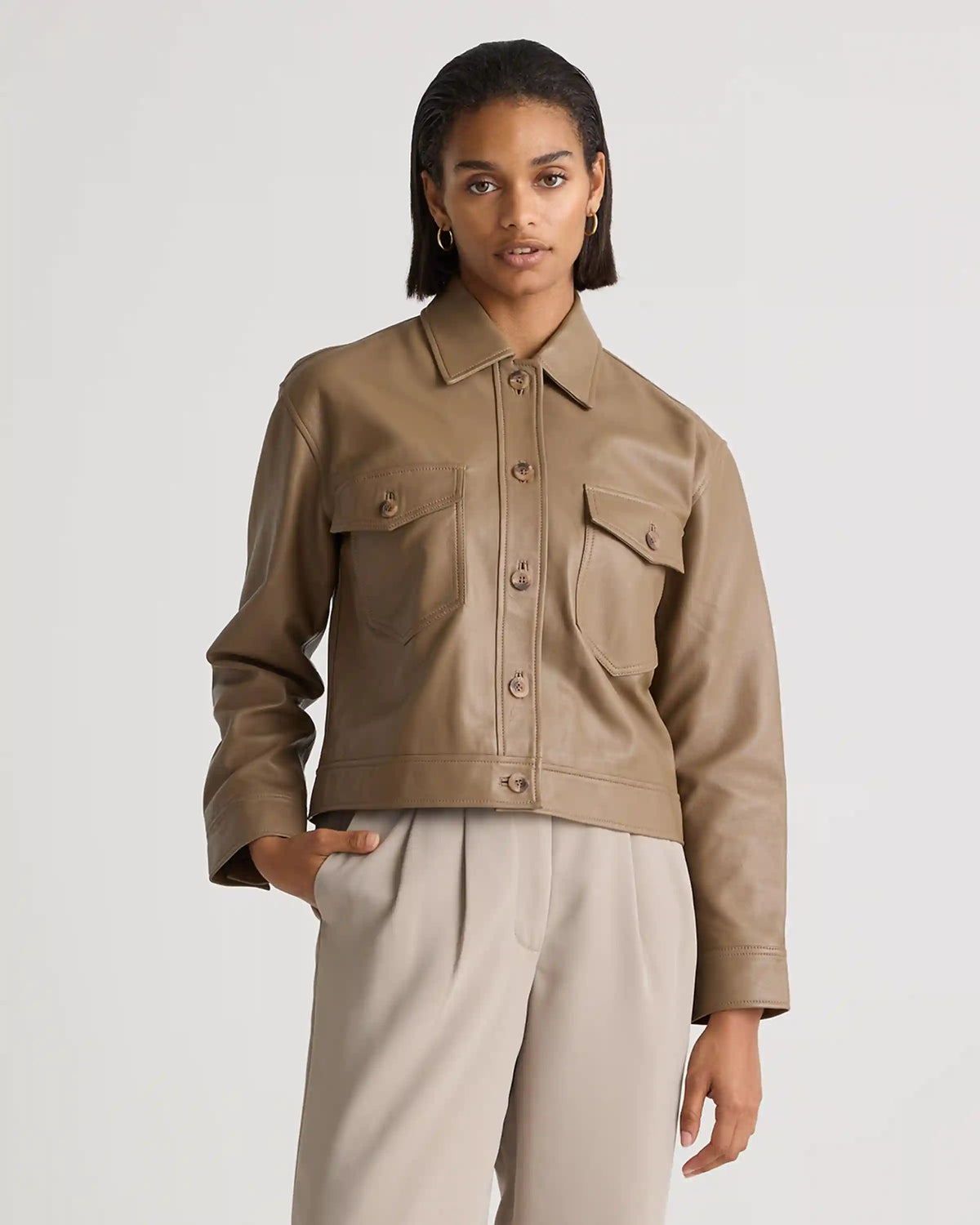 100% Leather Cropped Jacket