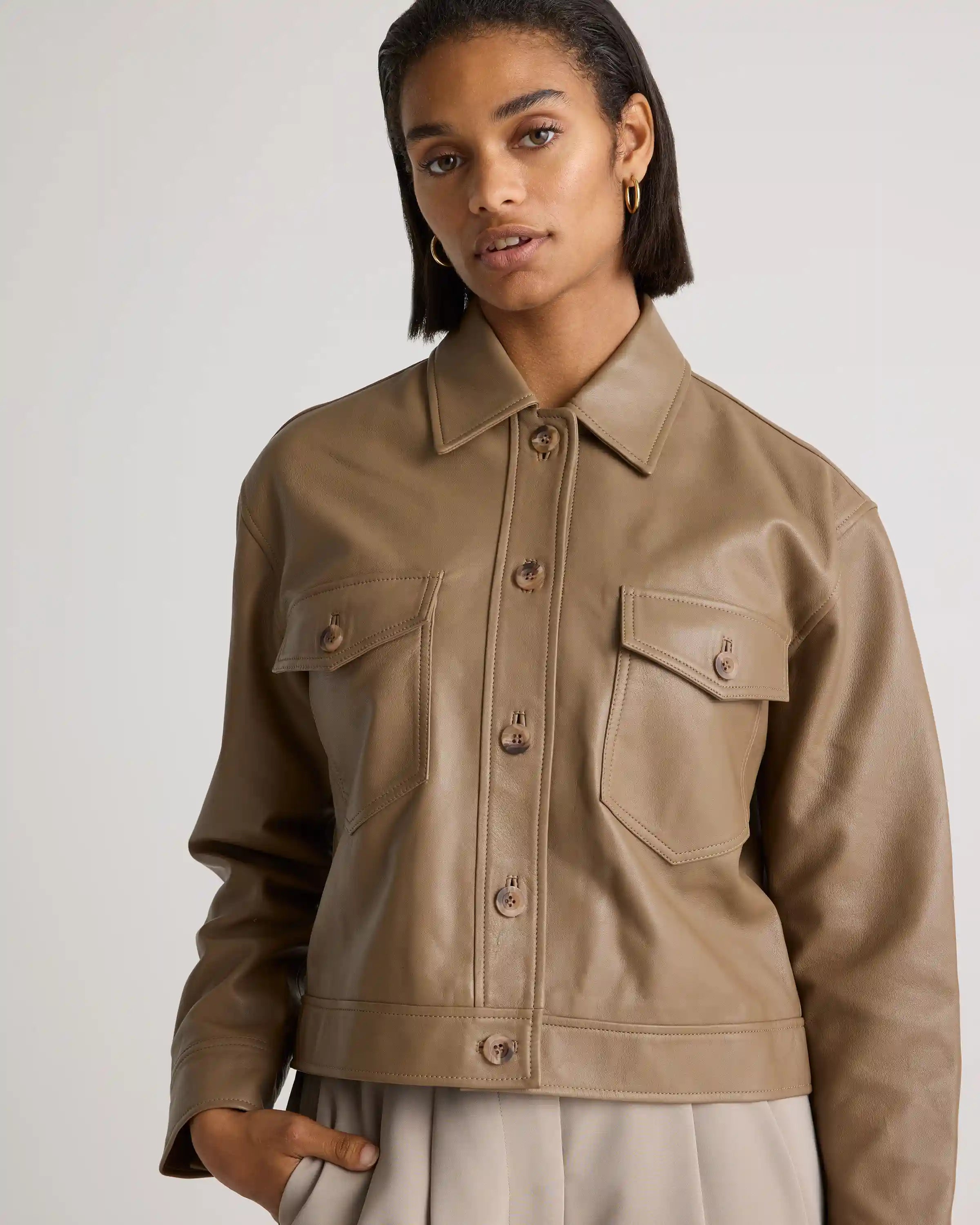 100% Leather Cropped Jacket
