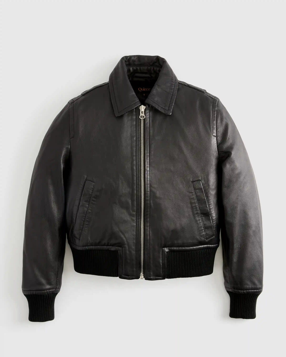 100% Washed Leather Bomber Jacket