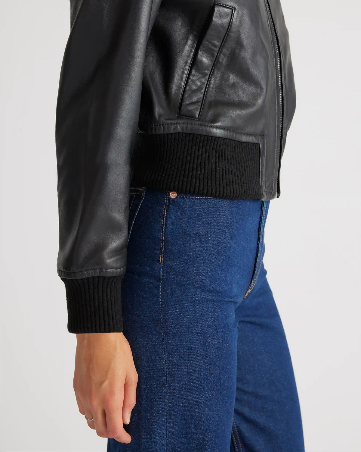 100% Washed Leather Bomber Jacket
