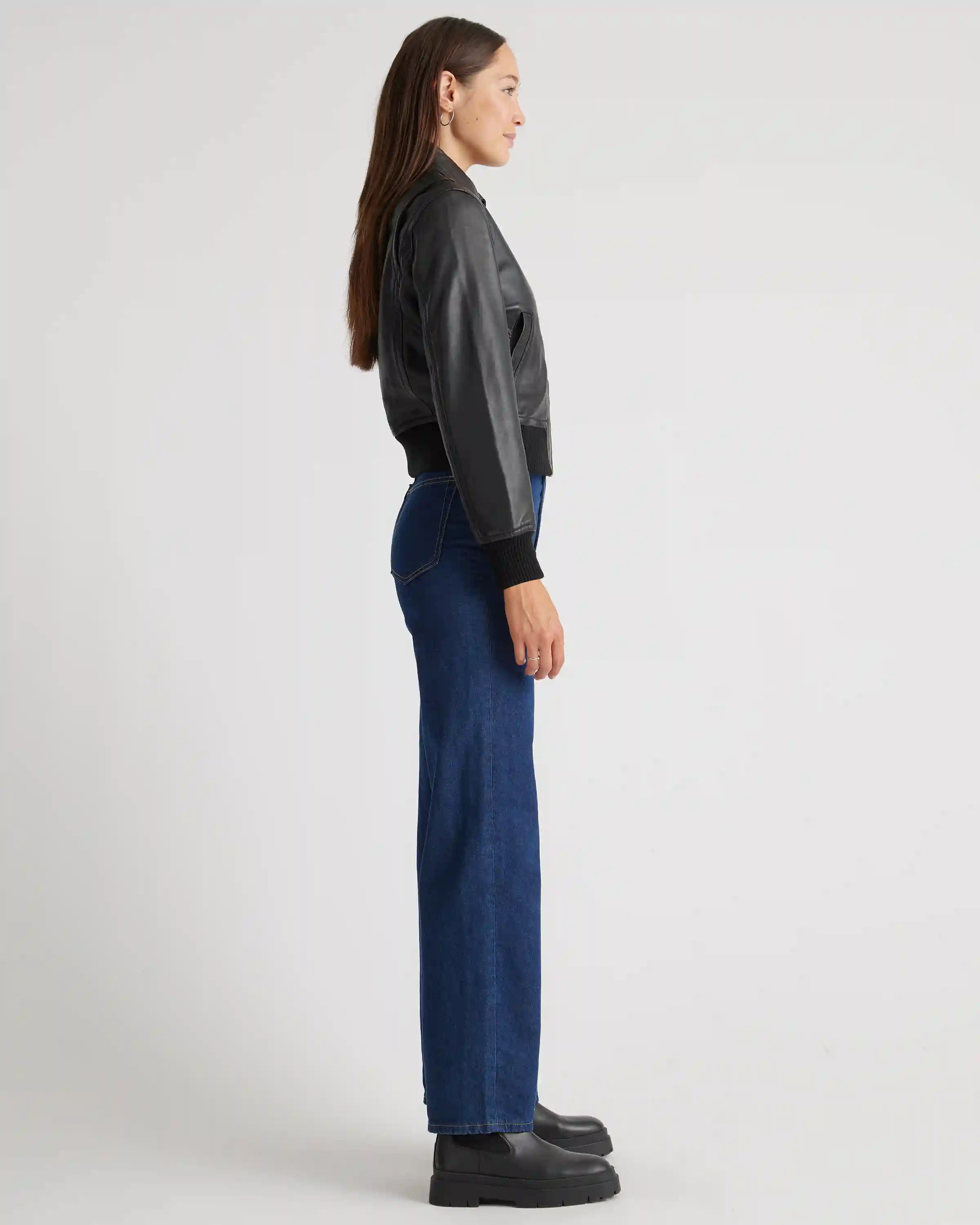 100% Washed Leather Bomber Jacket