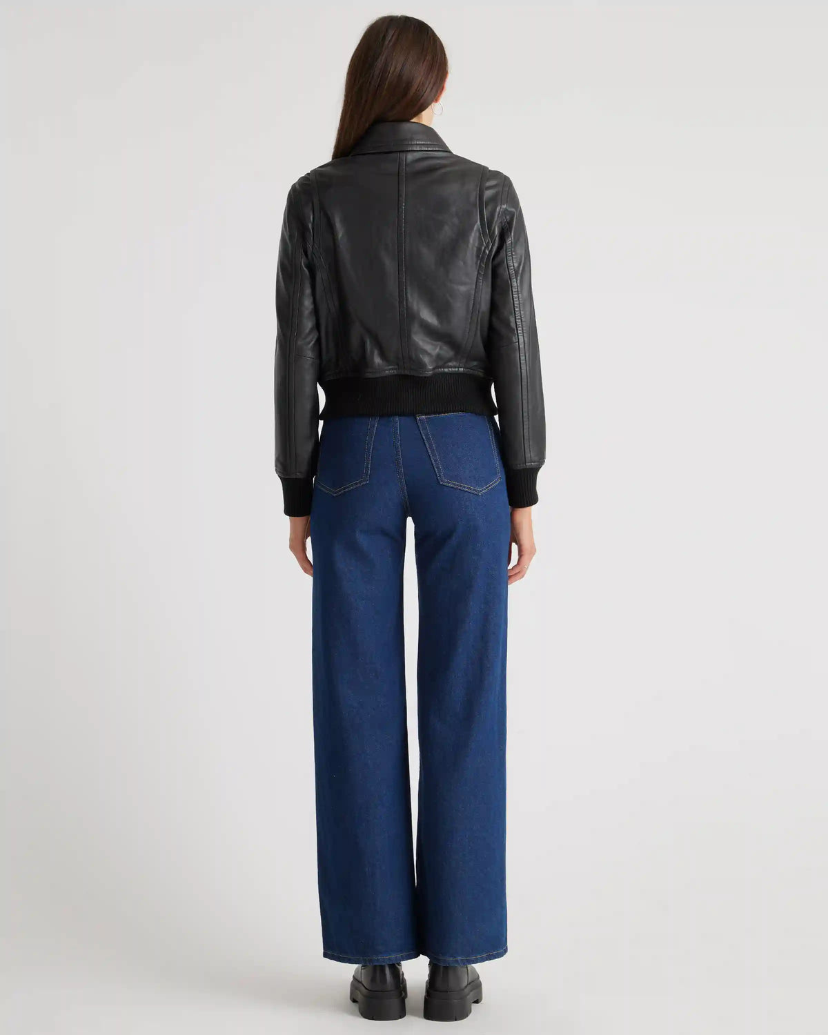 100% Washed Leather Bomber Jacket