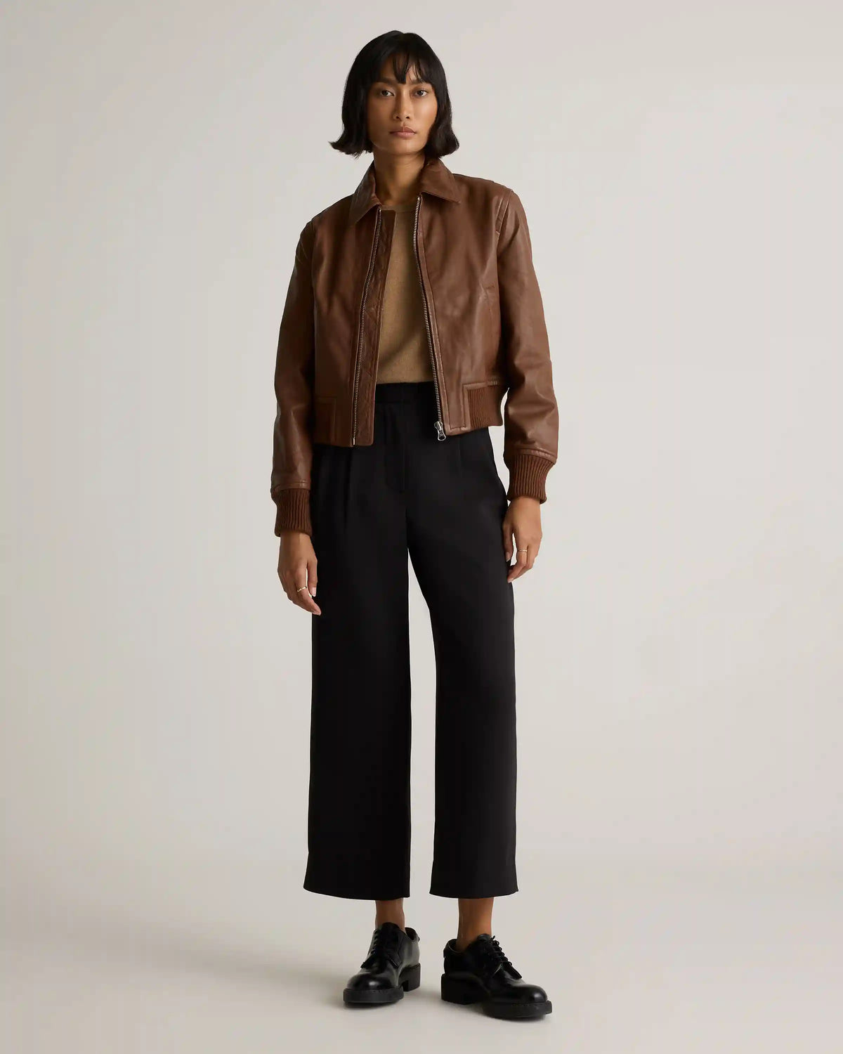 100% Washed Leather Bomber Jacket