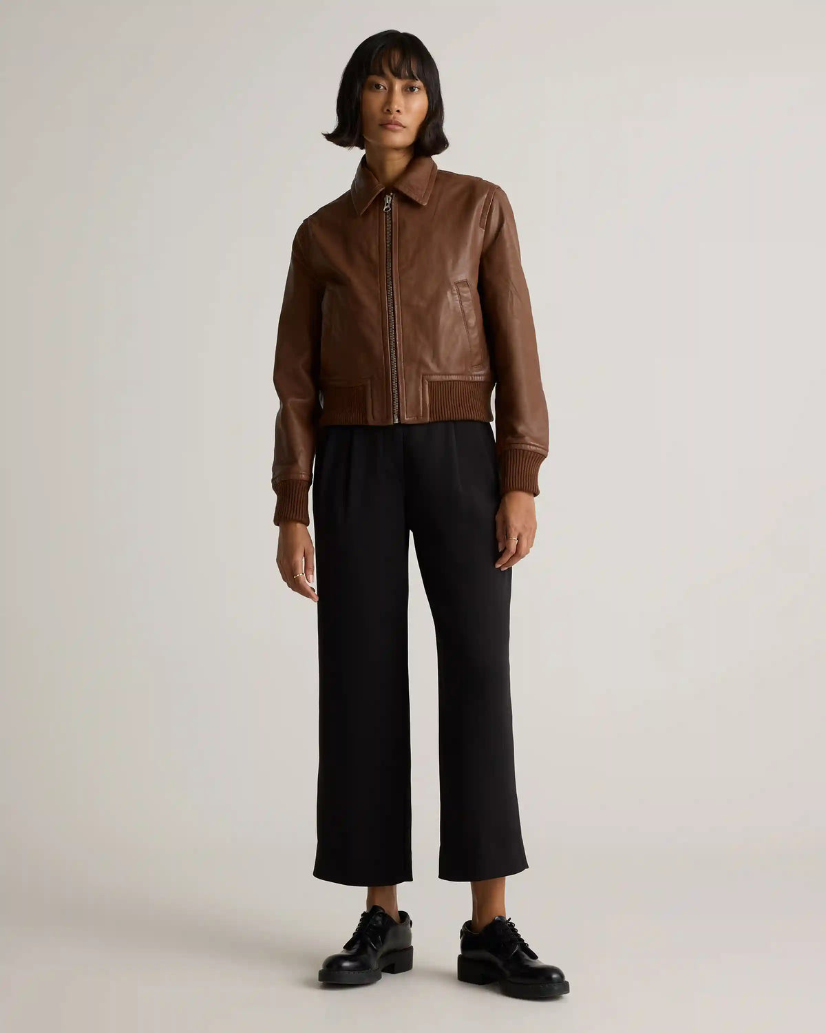 100% Washed Leather Bomber Jacket