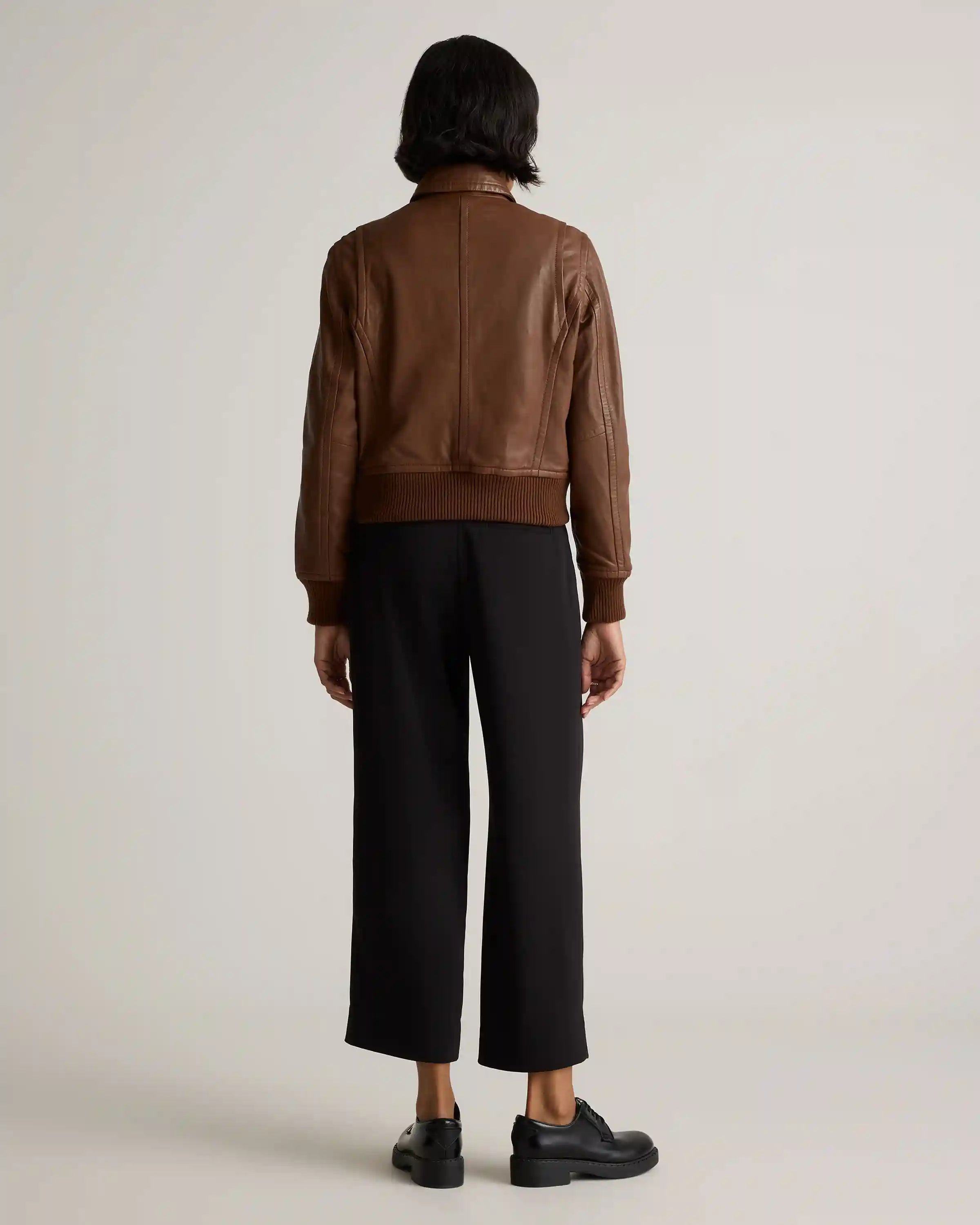 100% Washed Leather Bomber Jacket