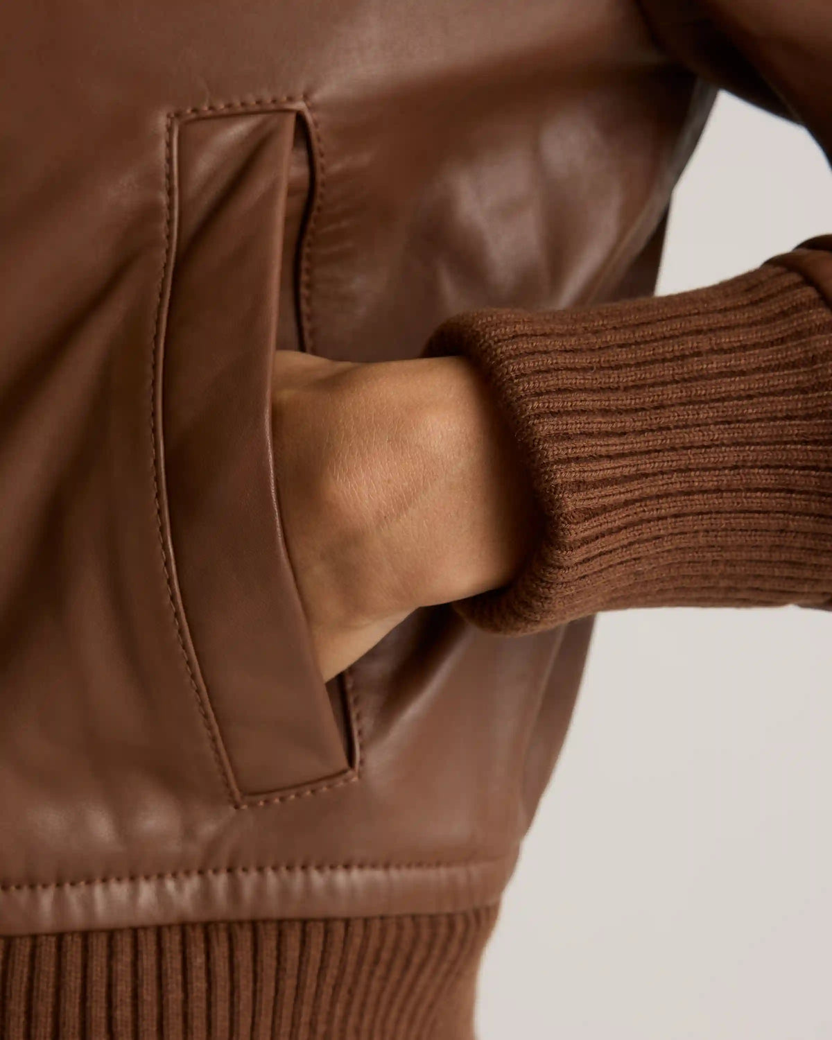 100% Washed Leather Bomber Jacket