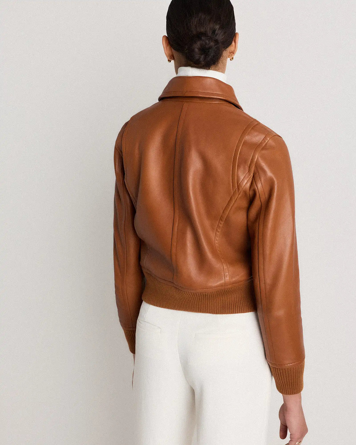 100% Washed Leather Bomber Jacket