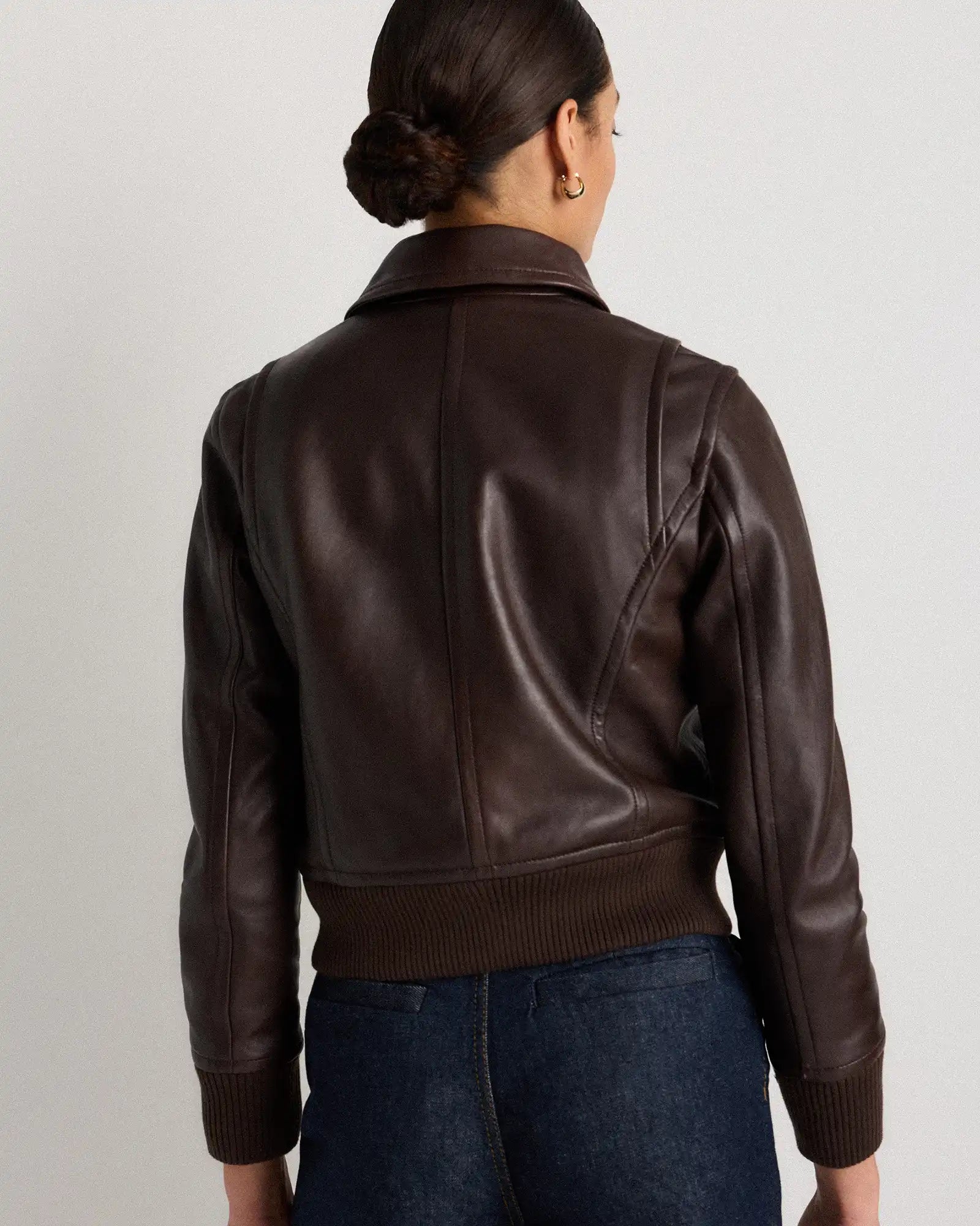 100% Washed Leather Bomber Jacket