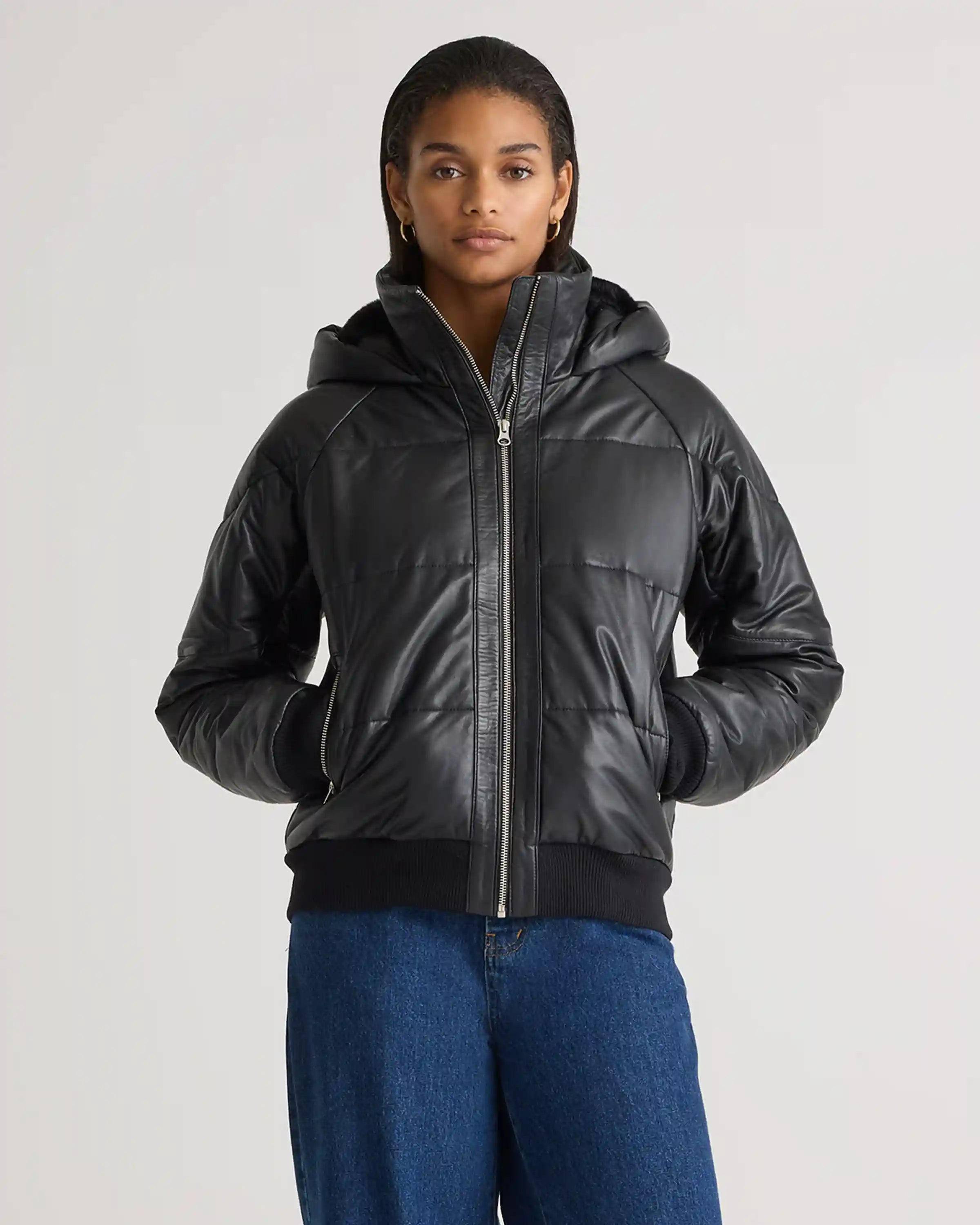 100% Leather Puffer Jacket