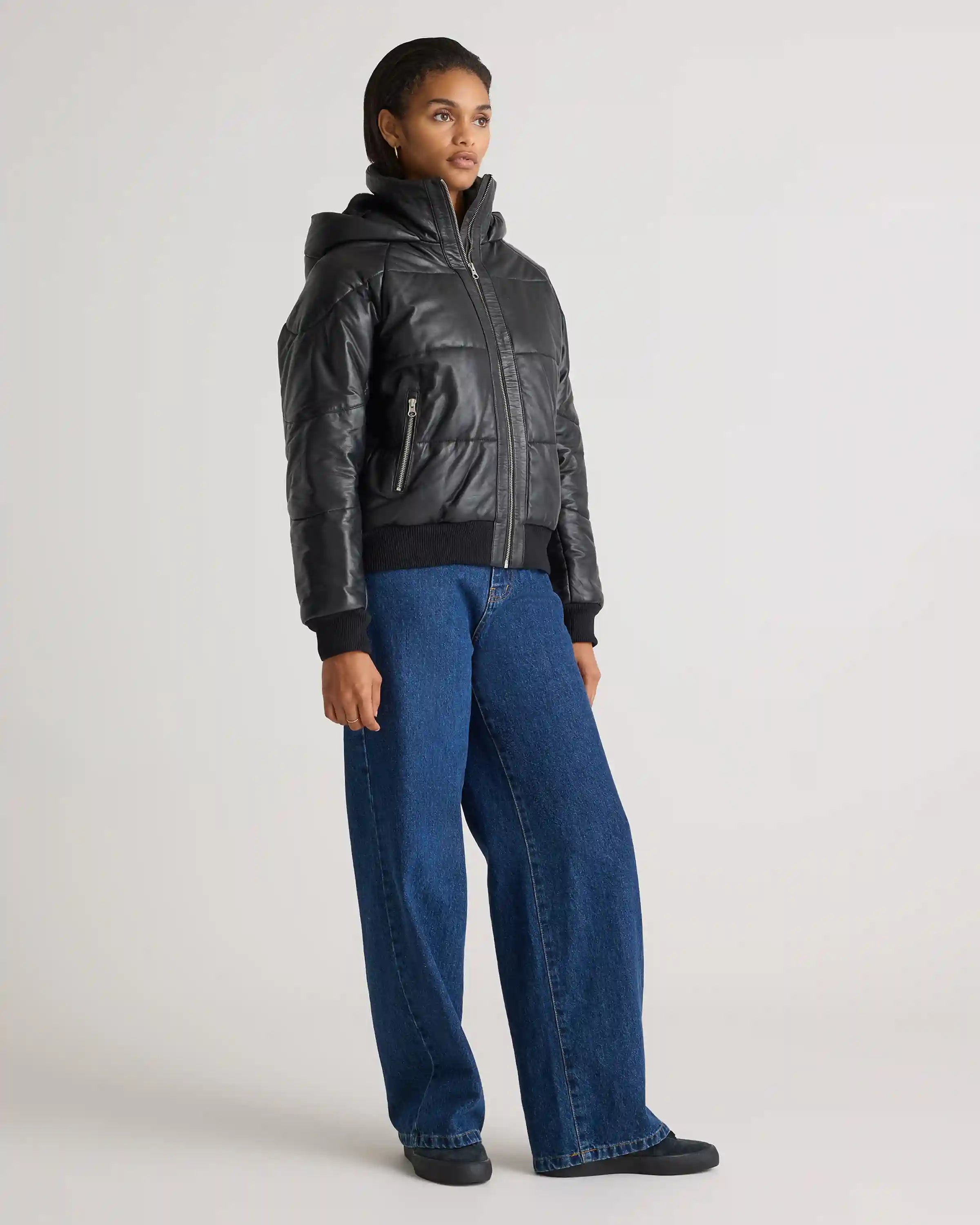 100% Leather Puffer Jacket