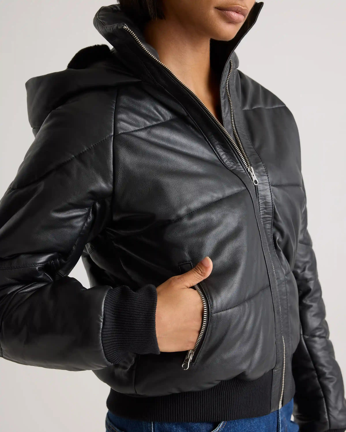 100% Leather Puffer Jacket