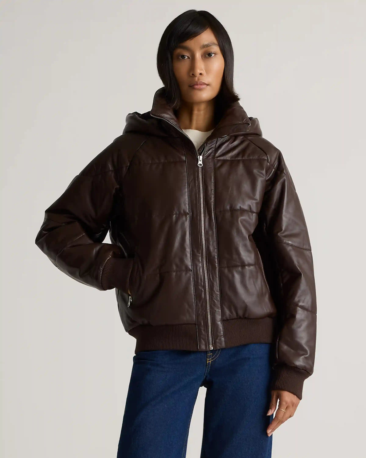 100% Leather Puffer Jacket