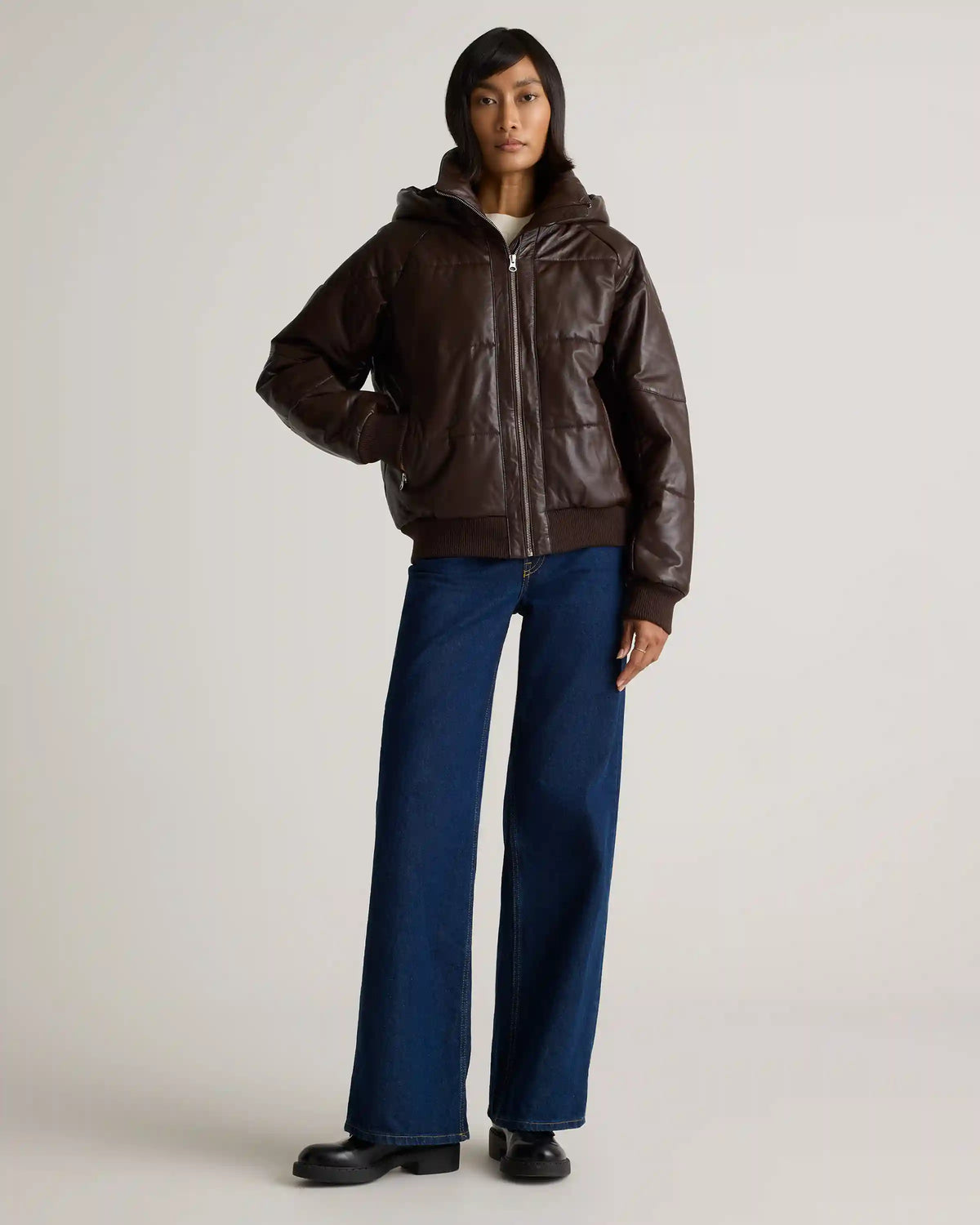100% Leather Puffer Jacket