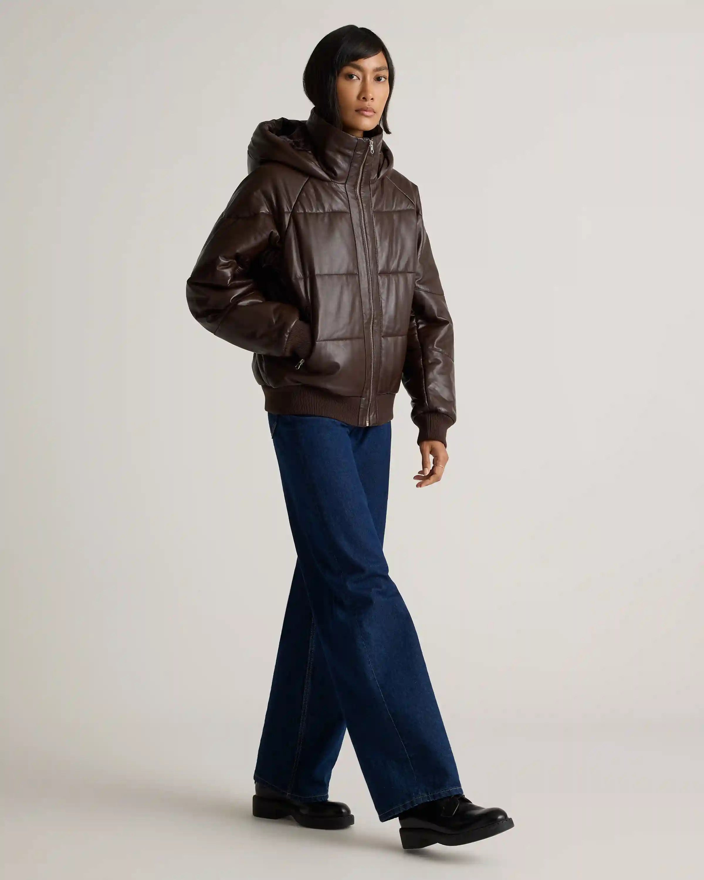 100% Leather Puffer Jacket