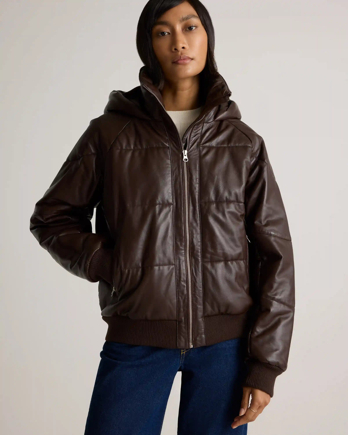 100% Leather Puffer Jacket