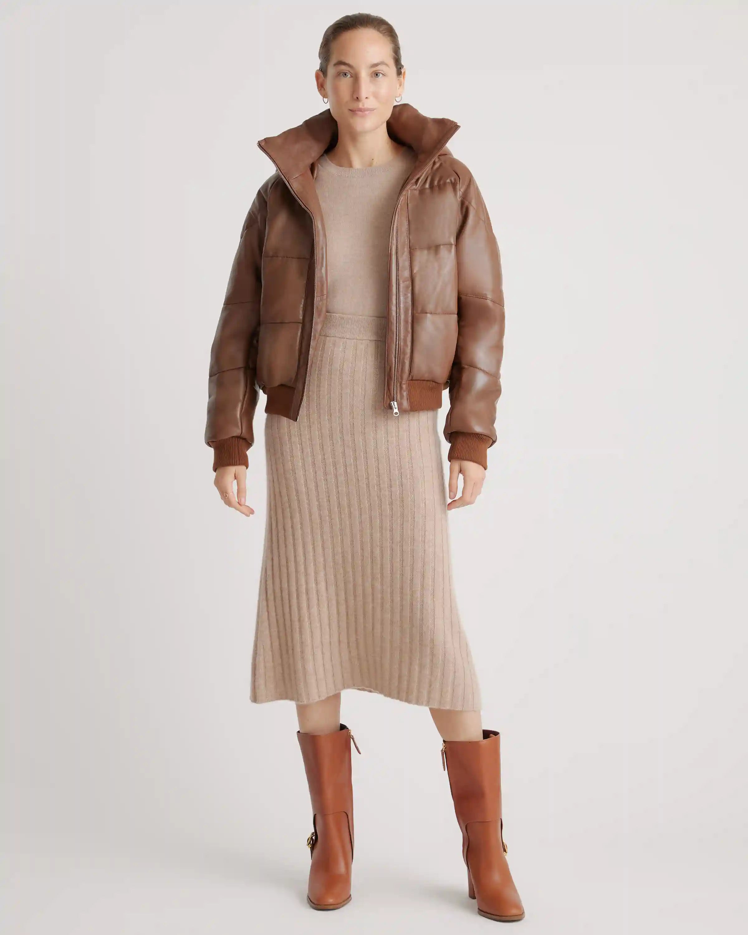 100% Leather Puffer Jacket