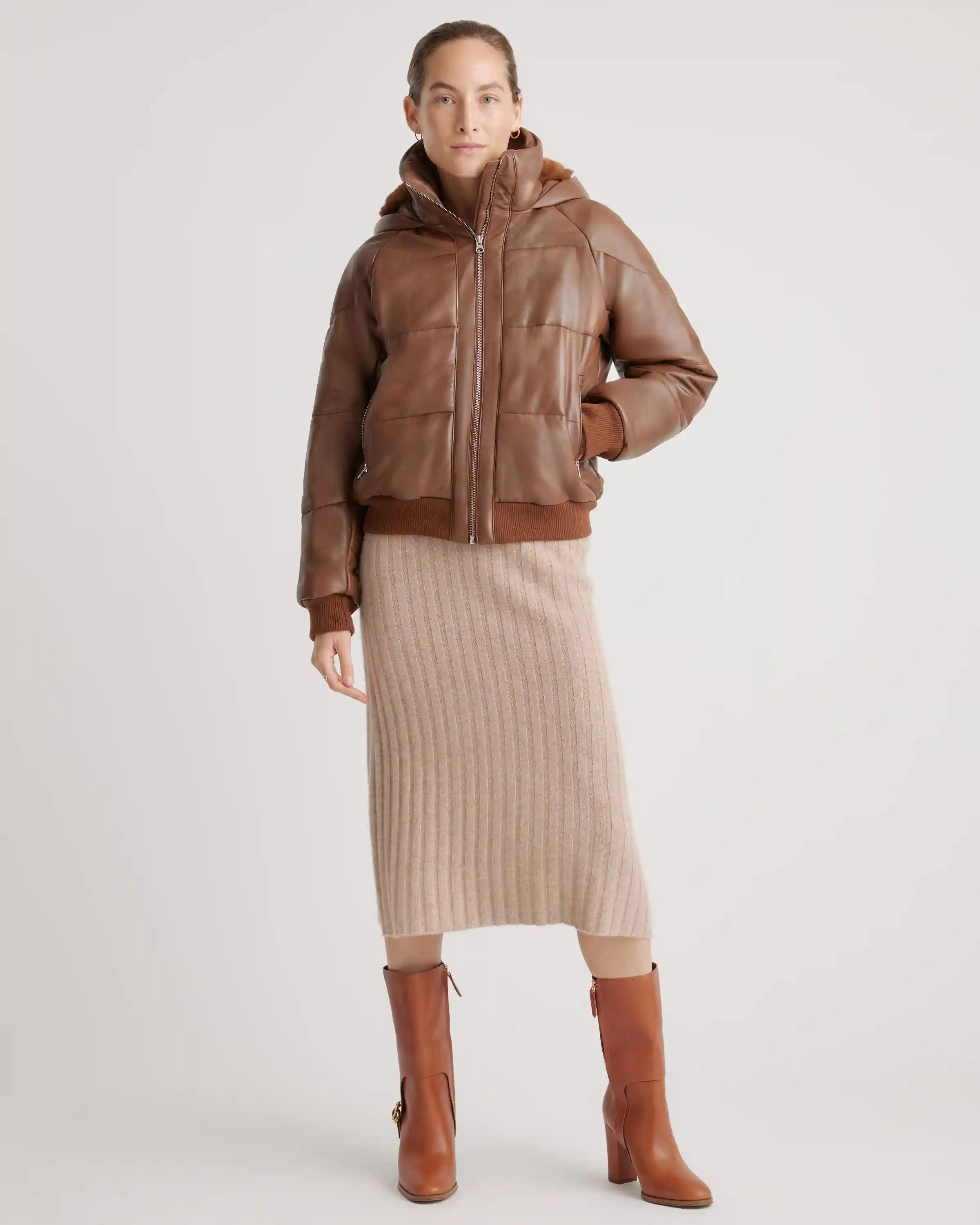 100% Leather Puffer Jacket