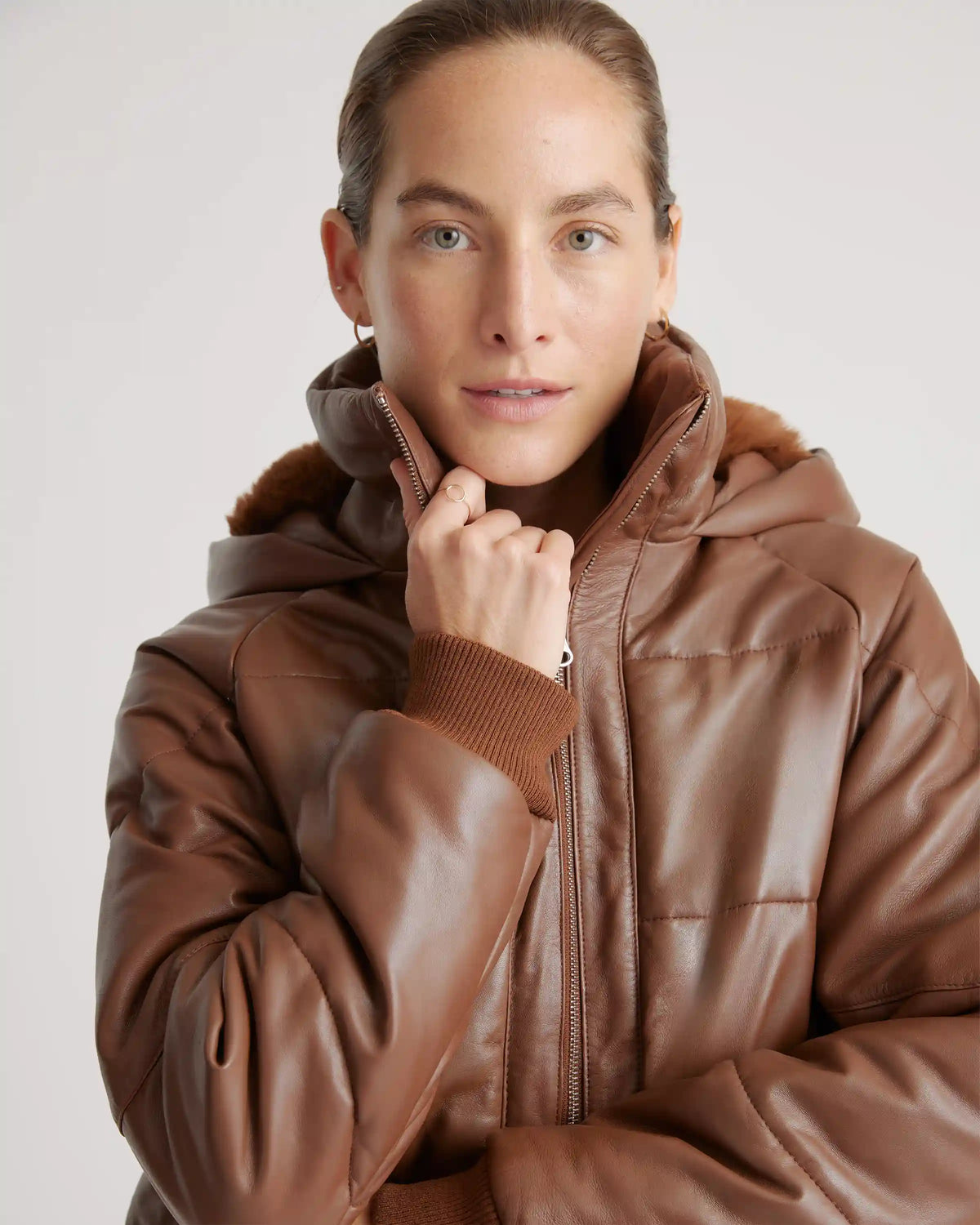 100% Leather Puffer Jacket