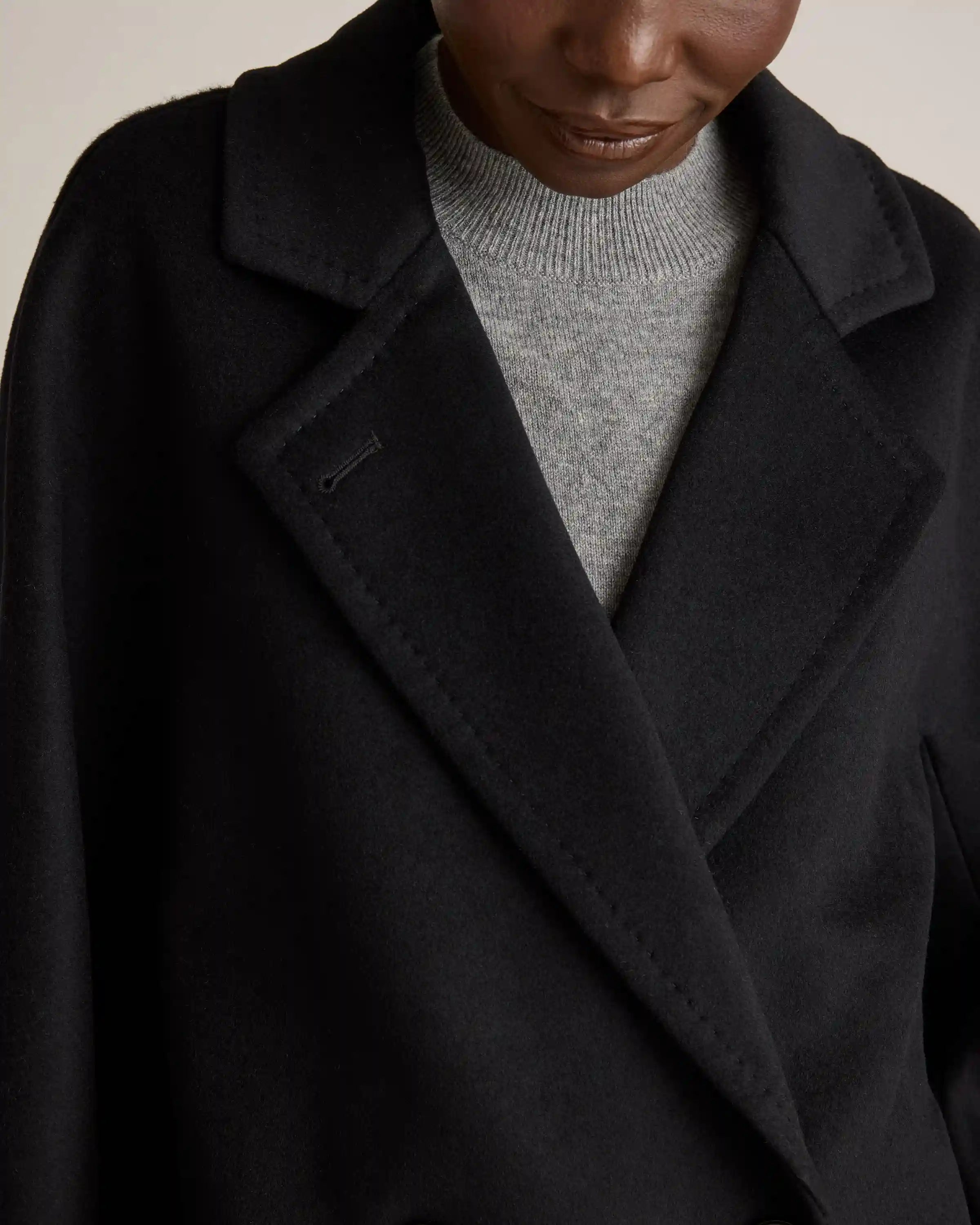 Italian Wool Double-Breasted Slouch Coat