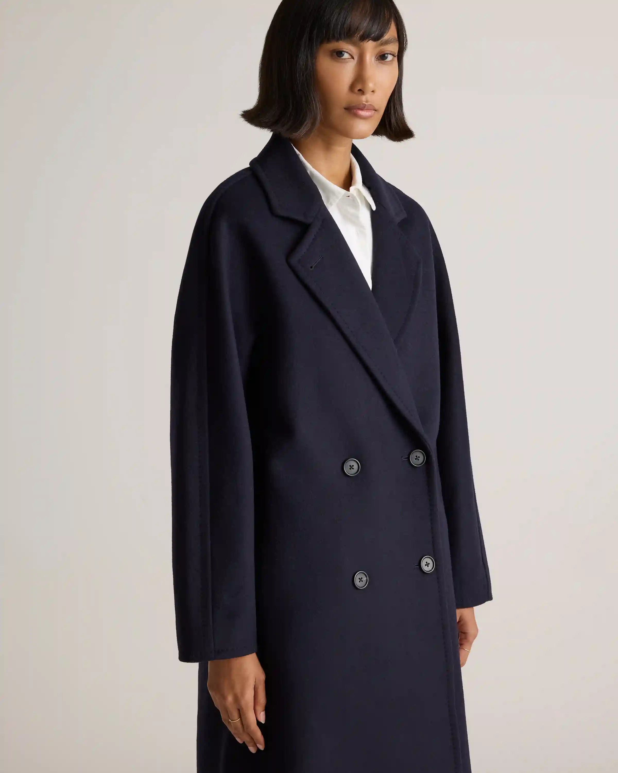Italian Wool Double-Breasted Slouch Coat