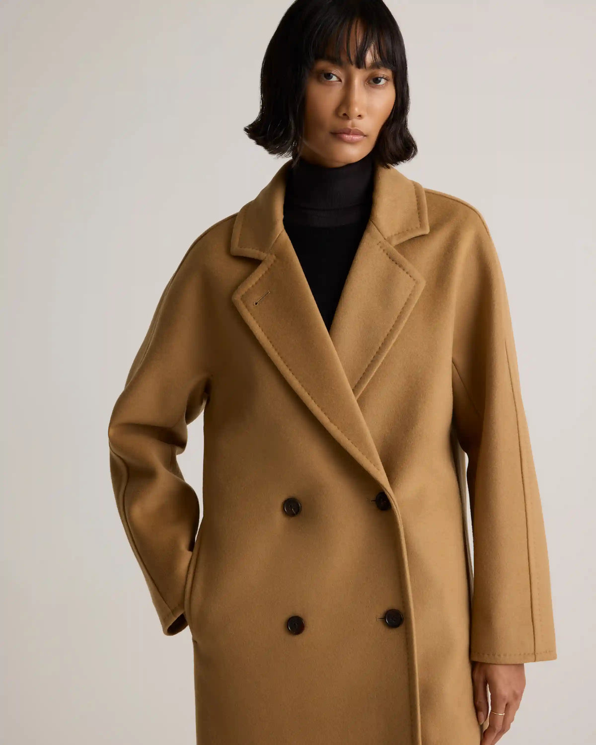 Italian Wool Double-Breasted Slouch Coat