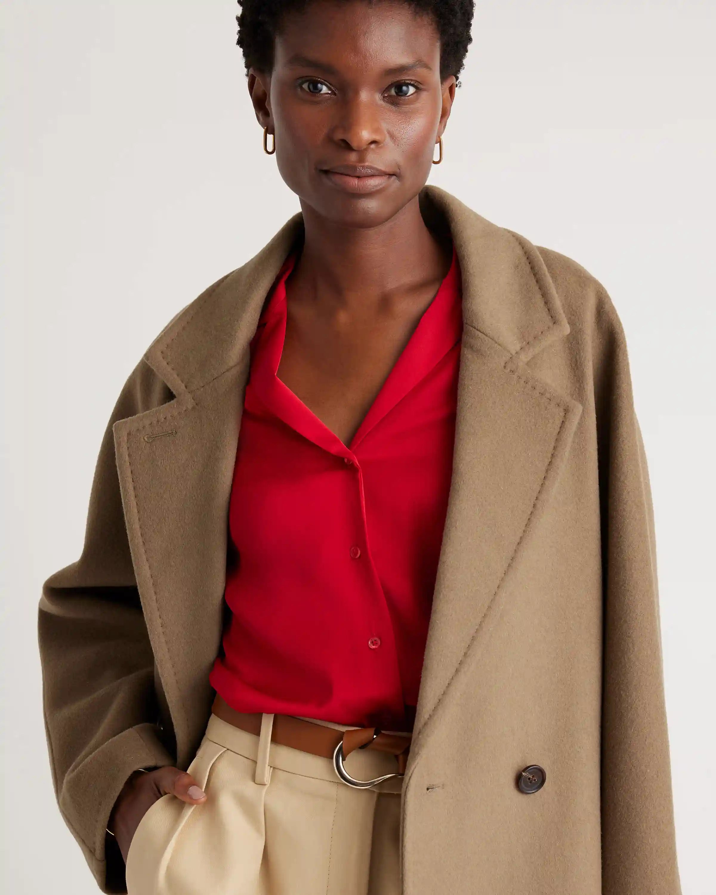 Italian Wool Double-Breasted Slouch Coat