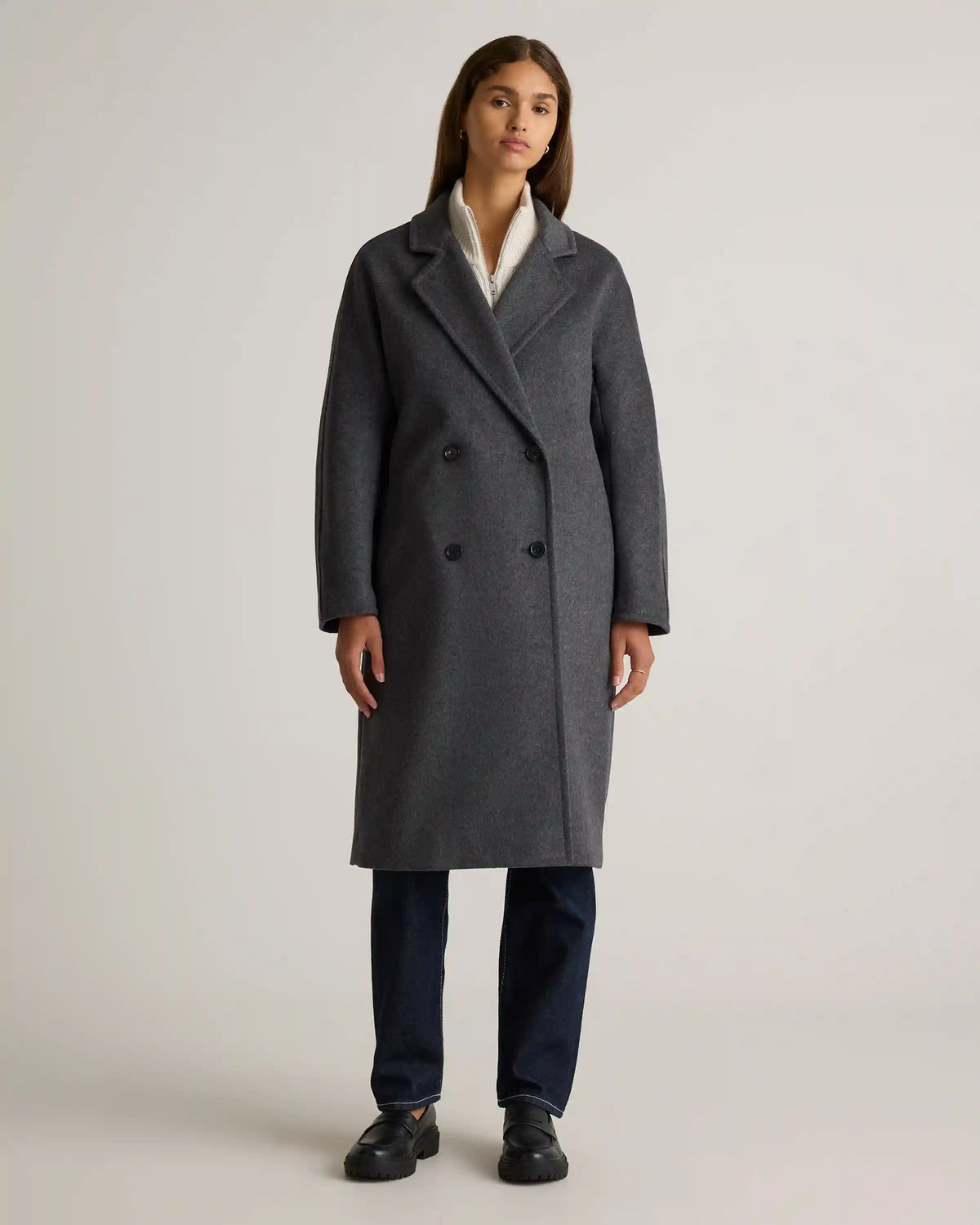 Italian Wool Double-Breasted Slouch Coat