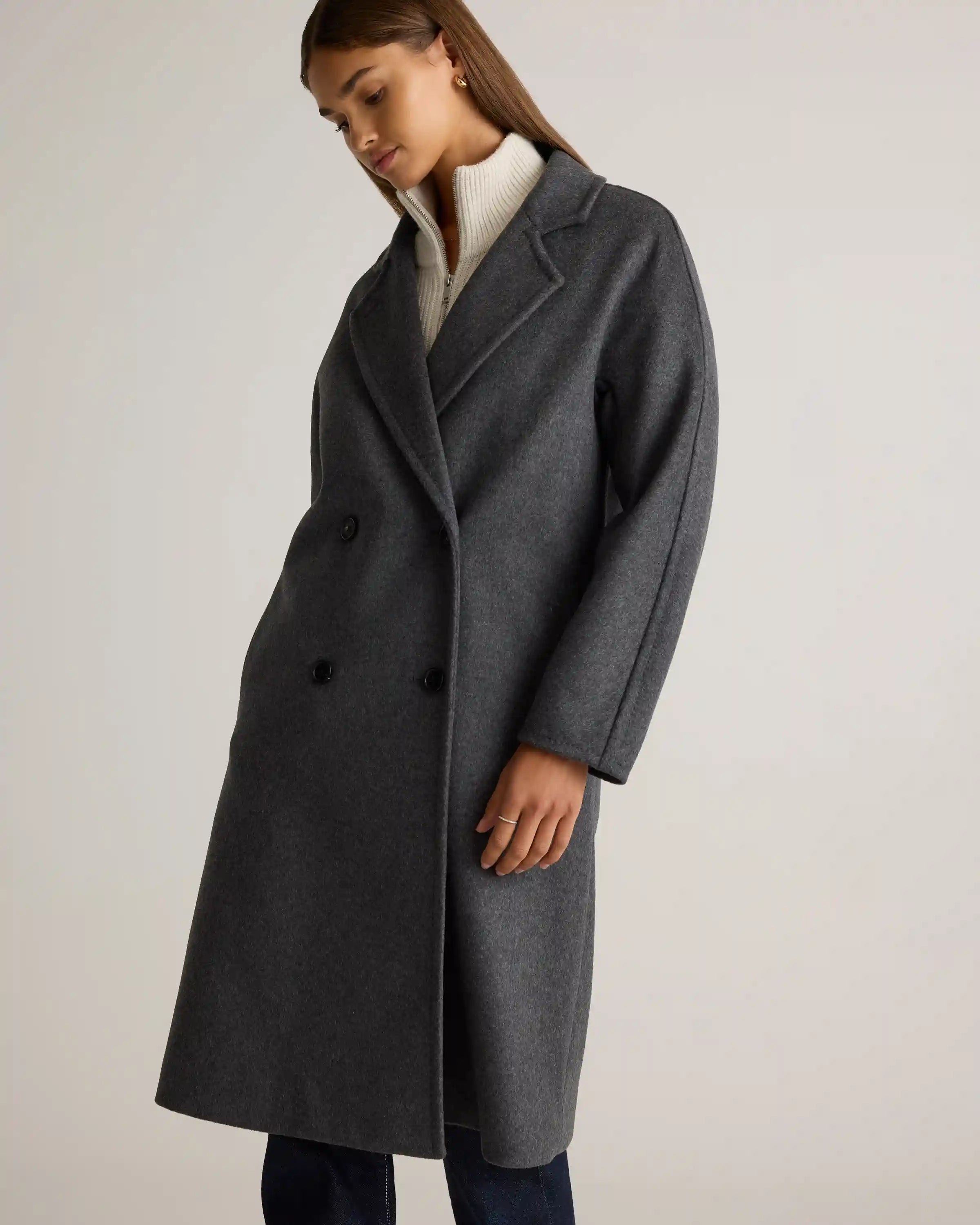 Italian Wool Double-Breasted Slouch Coat