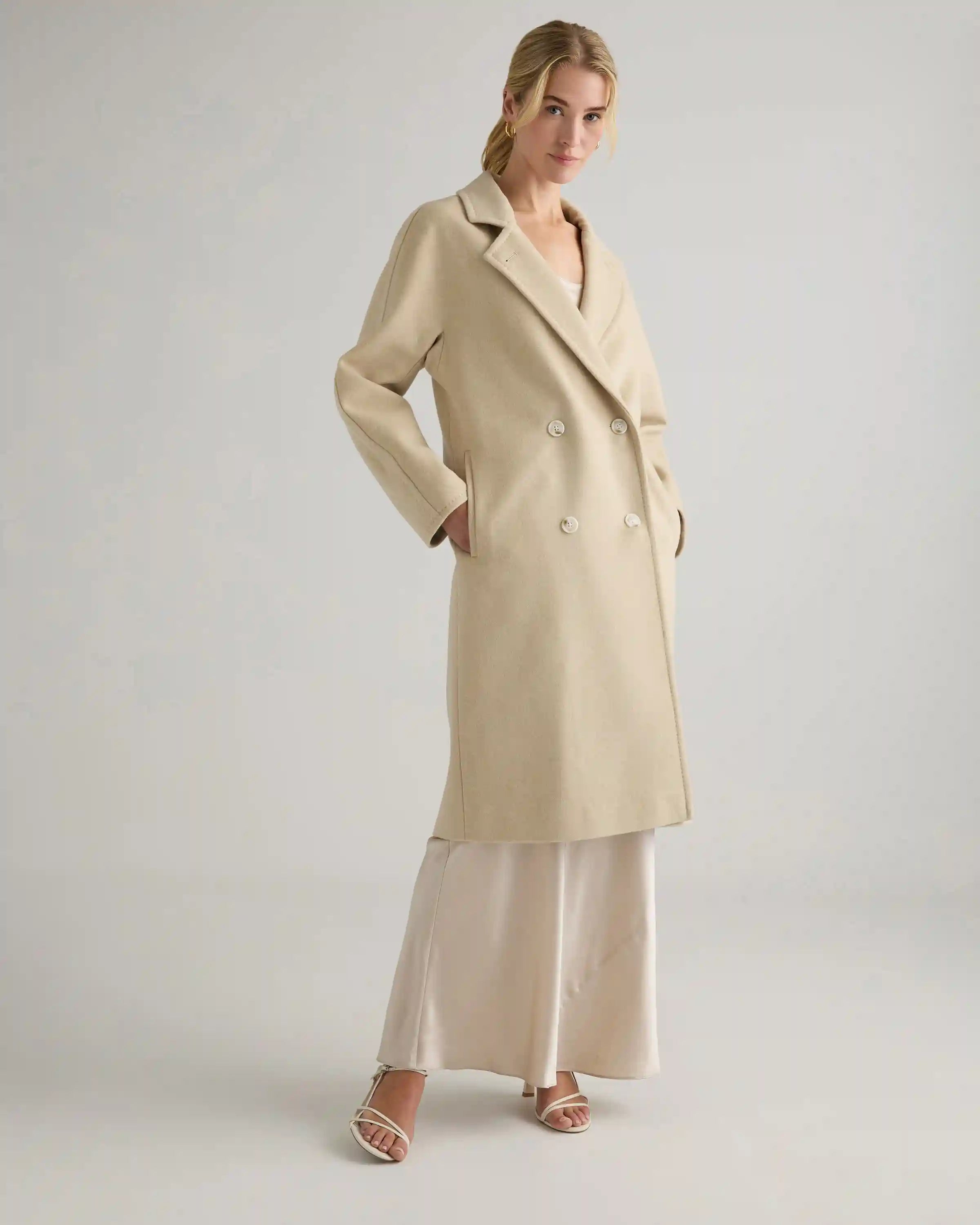 Italian Wool Double-Breasted Slouch Coat