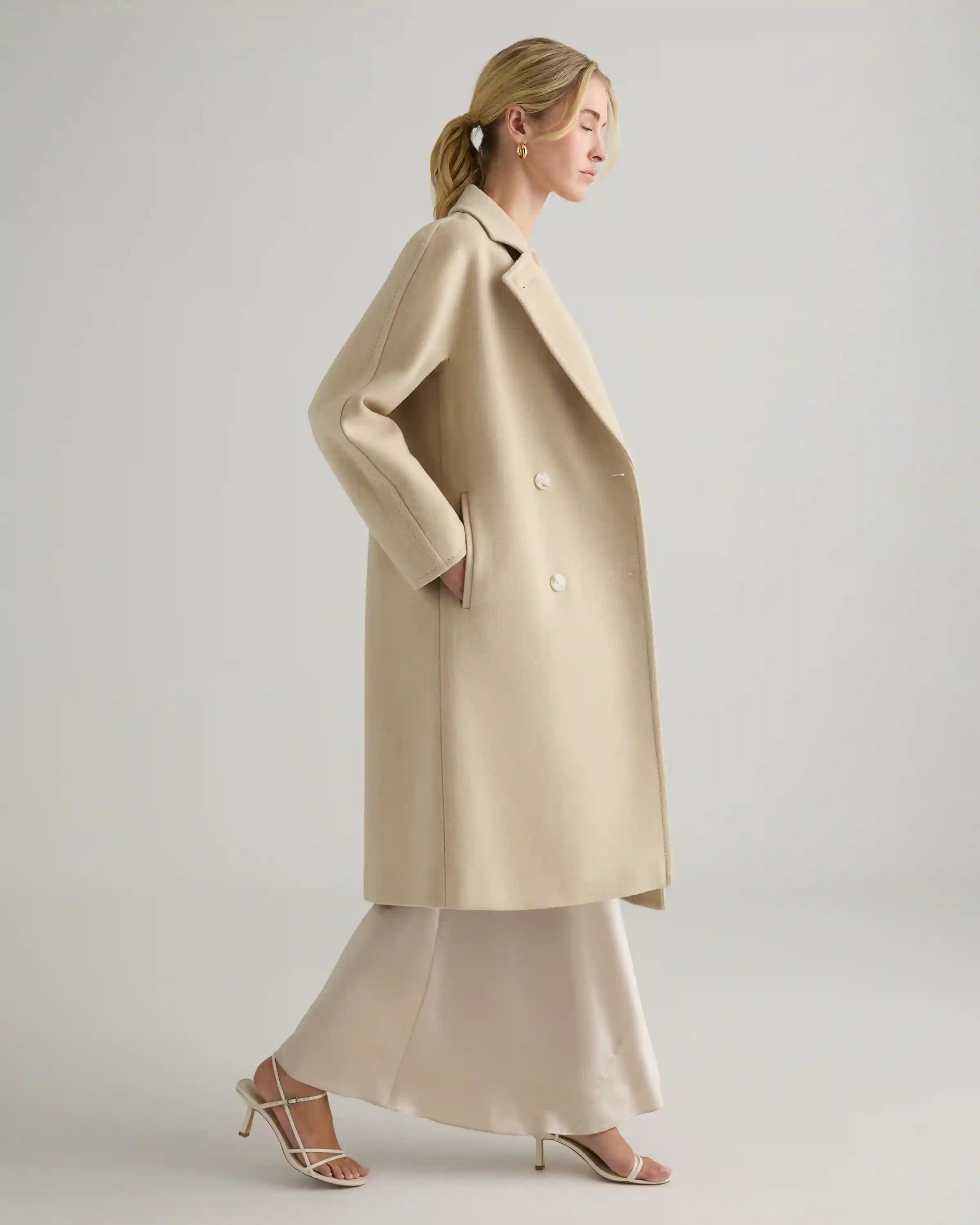 Italian Wool Double-Breasted Slouch Coat