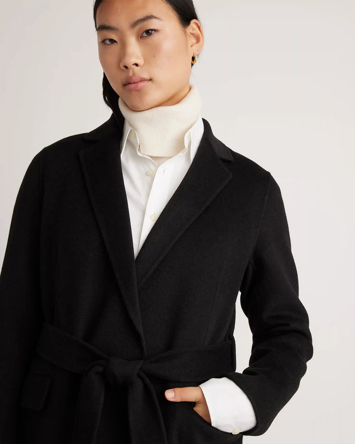 100% Mongolian Cashmere Double-Faced Wrap Coat
